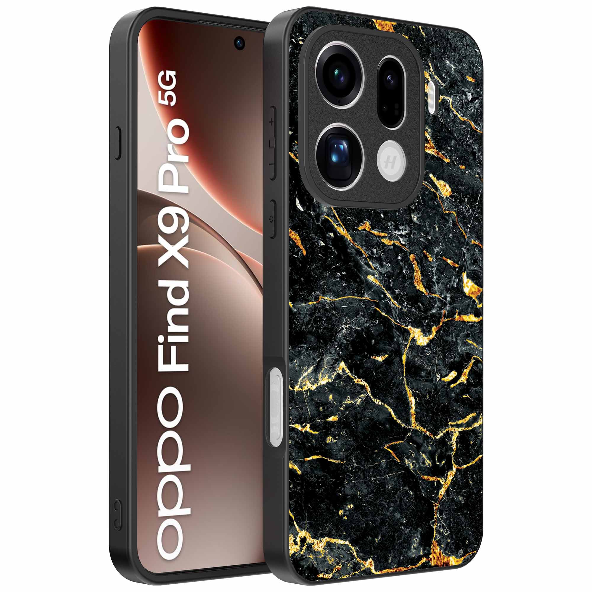 zwart goud marmer opdruk_Oppo Find X9 Pro Telefoonhoesje (1)