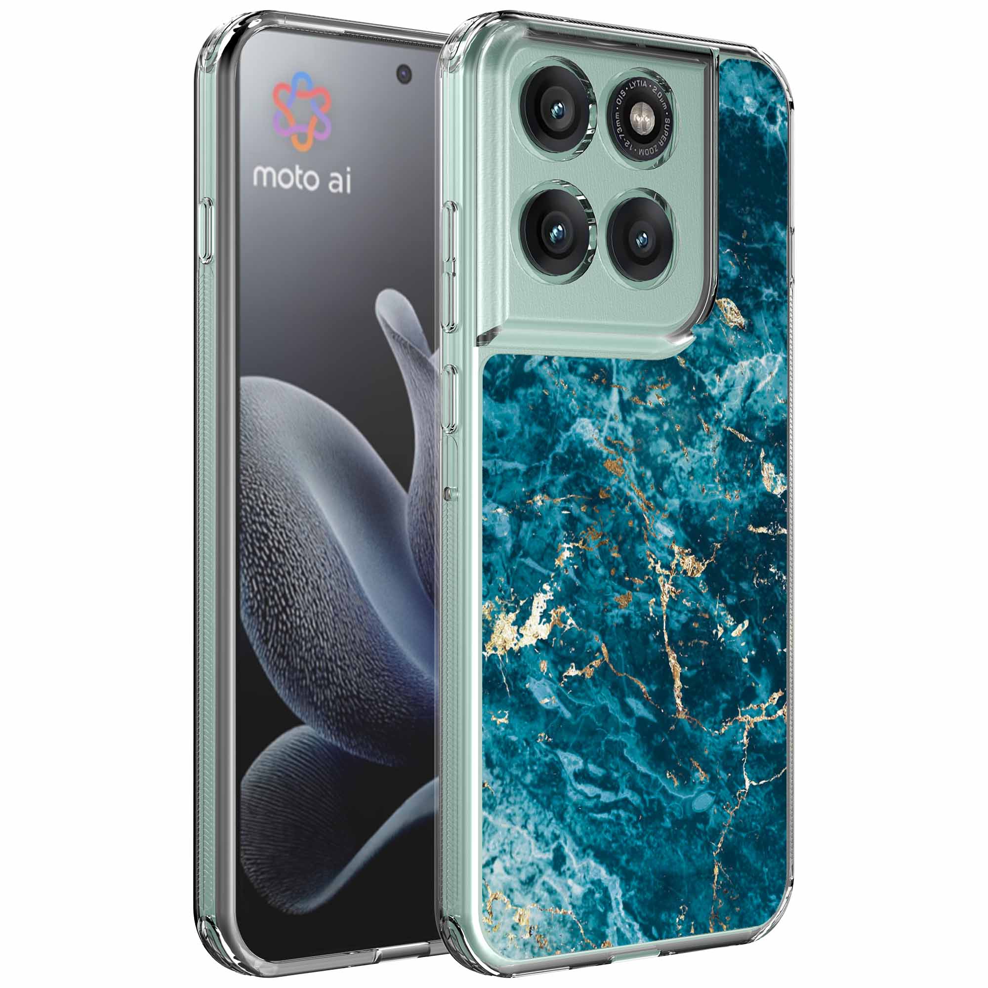 Blauw goud marmer opdruk_Motorola Edge 70 transparant telefoonhoesje (1)