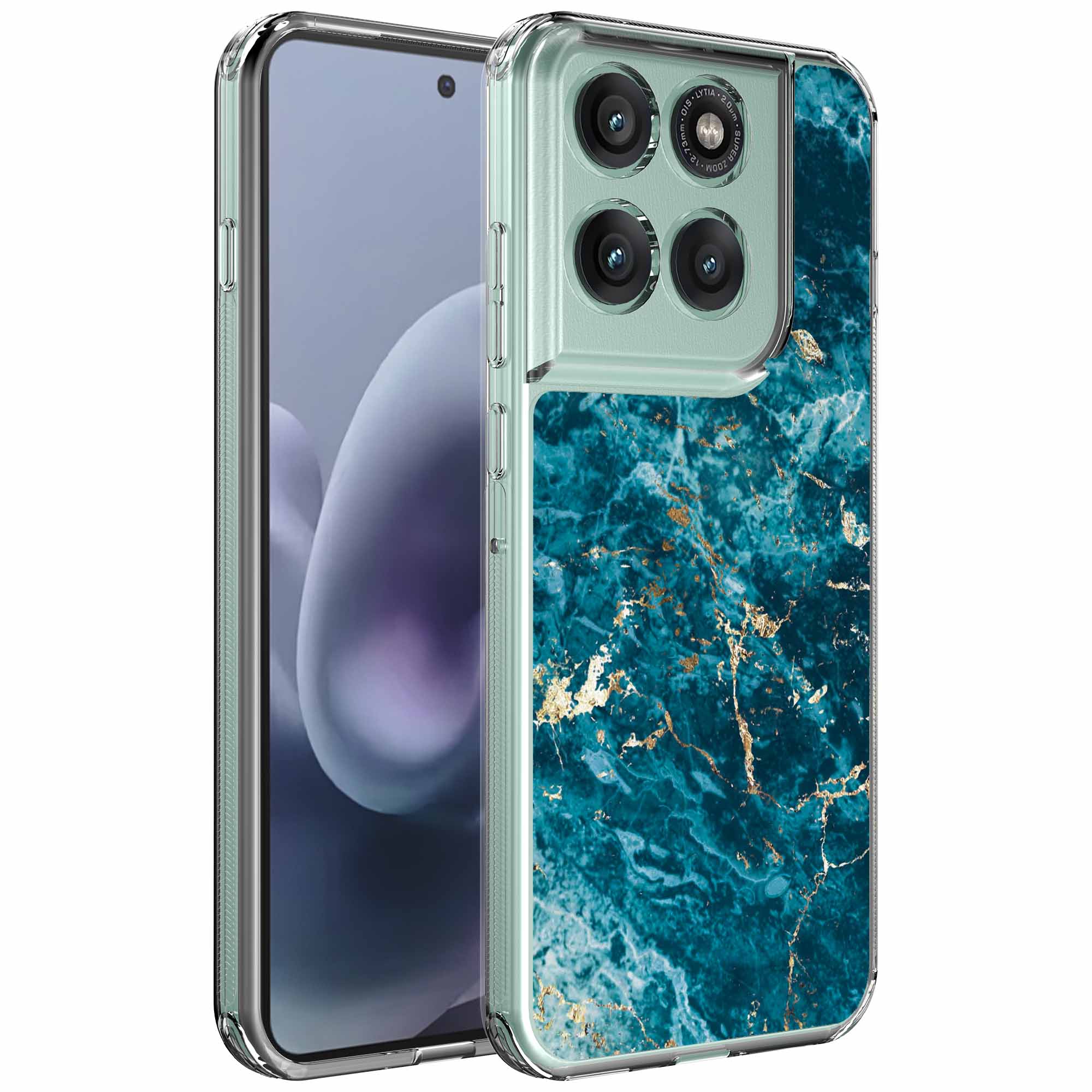 Blauw goud marmer opdruk_Motorola Moto G86 transparant telefoonhoesje (1)