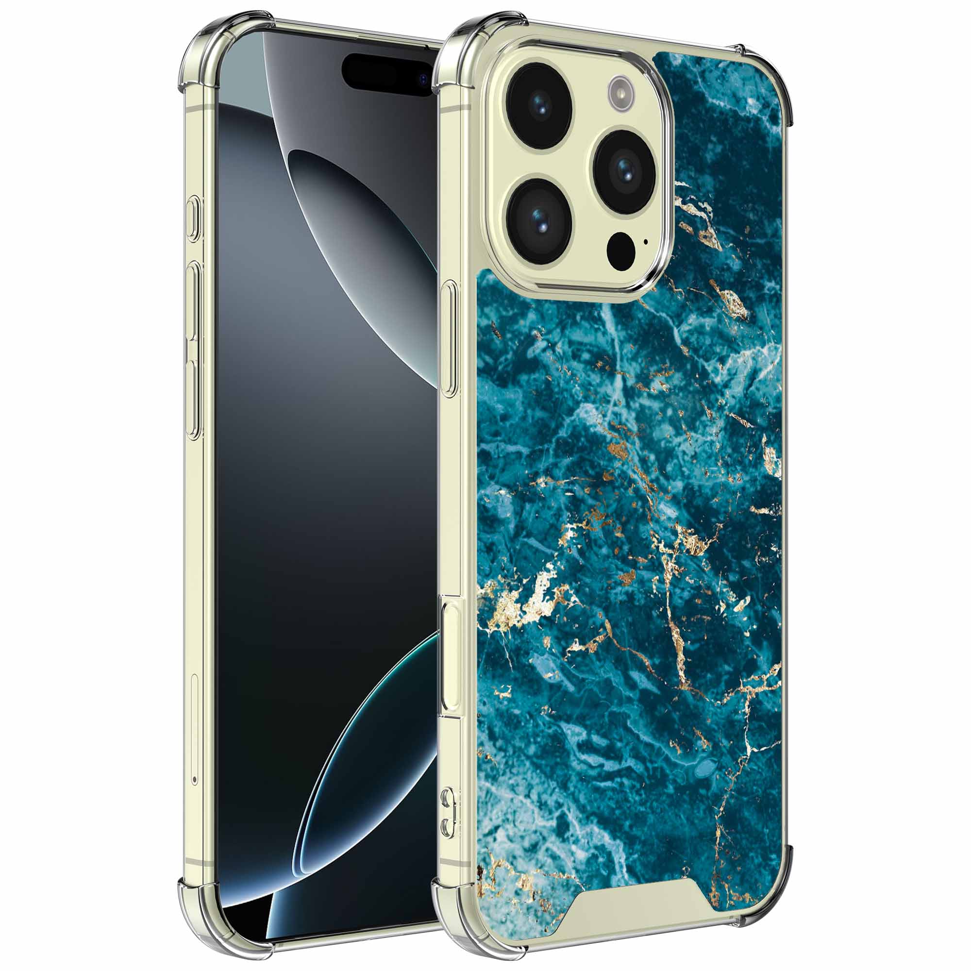 Blauw goud marmer opdruk_iPhone 16 Pro Max transparant telefoonhoesje (1)