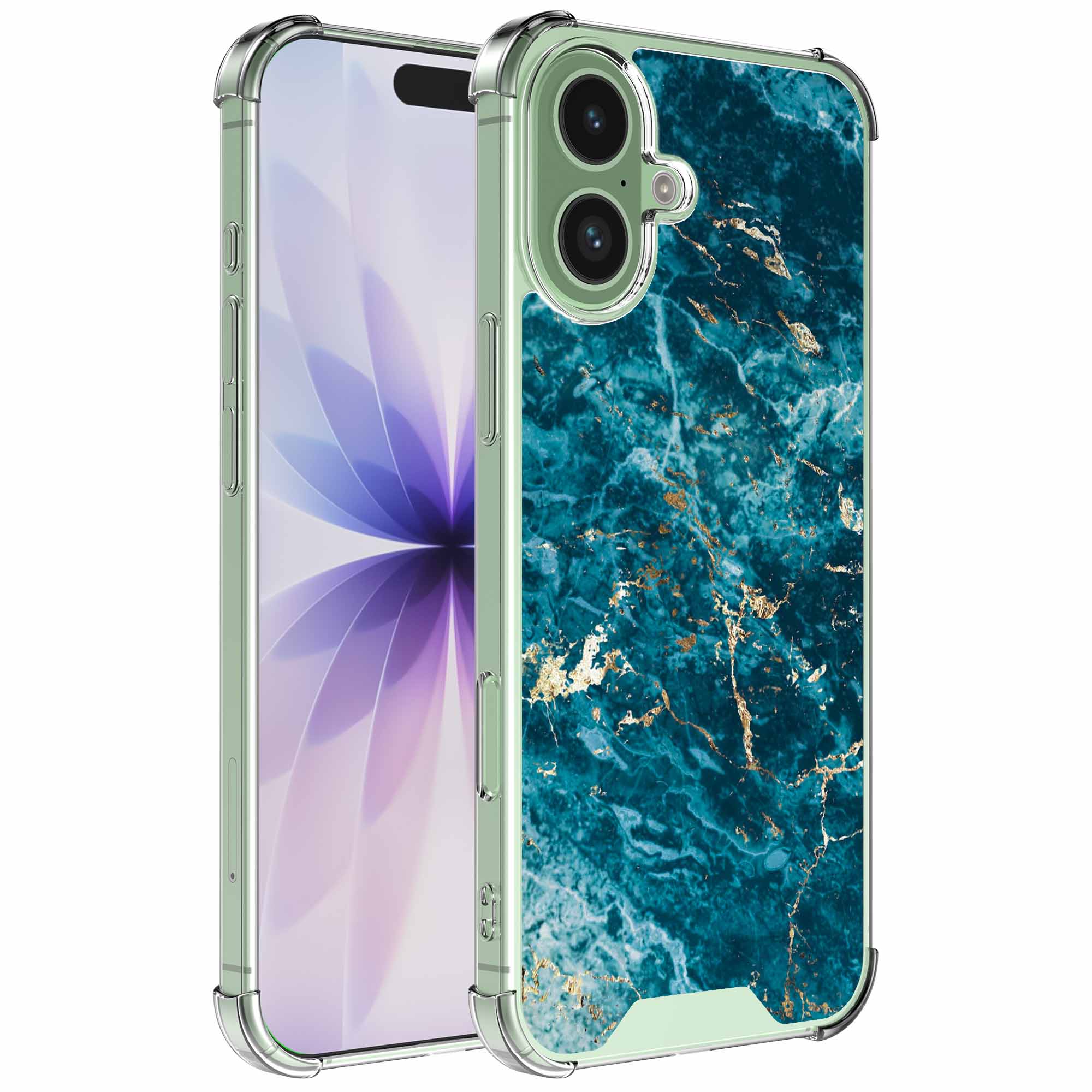 Blauw goud marmer opdruk_iPhone 17 transparant telefoonhoesje (1)