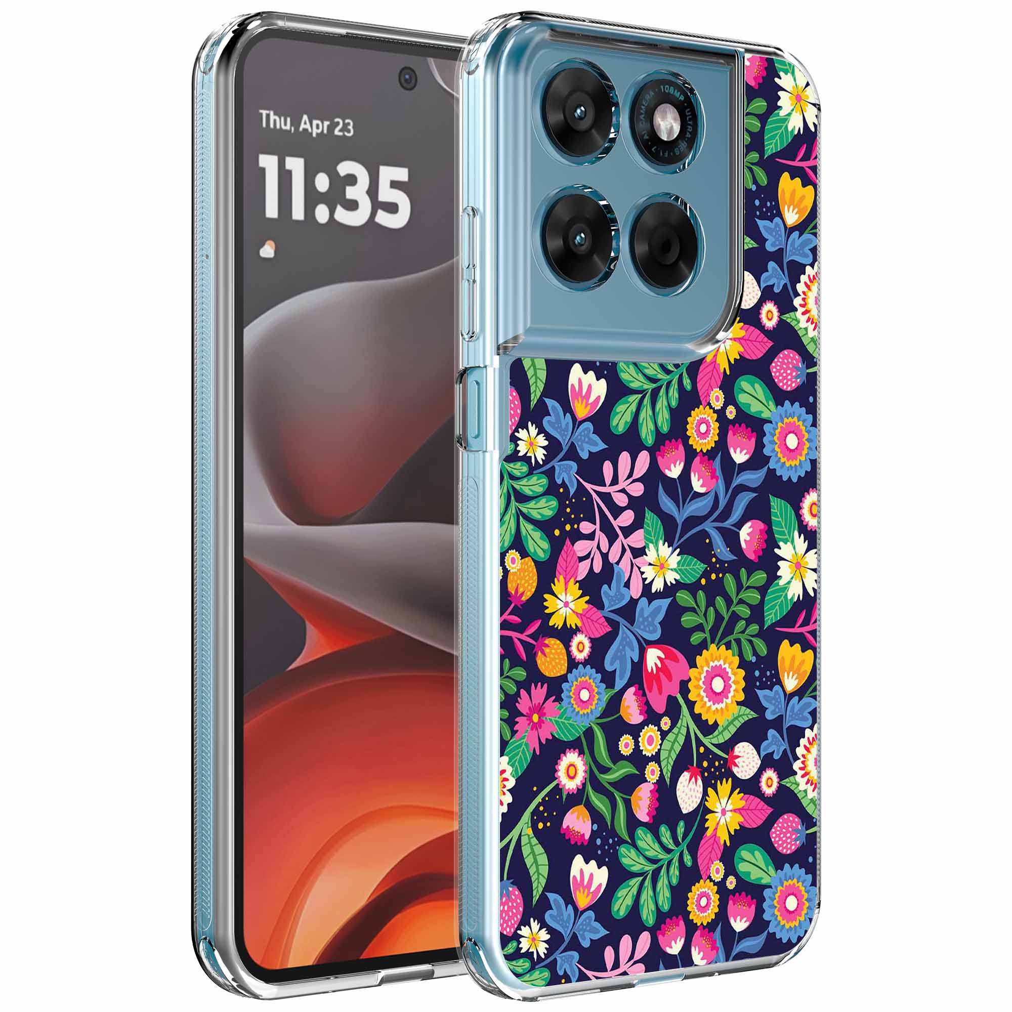 Bloemen opdruk_Motorola Moto G15 transparant telefoonhoesje (1)