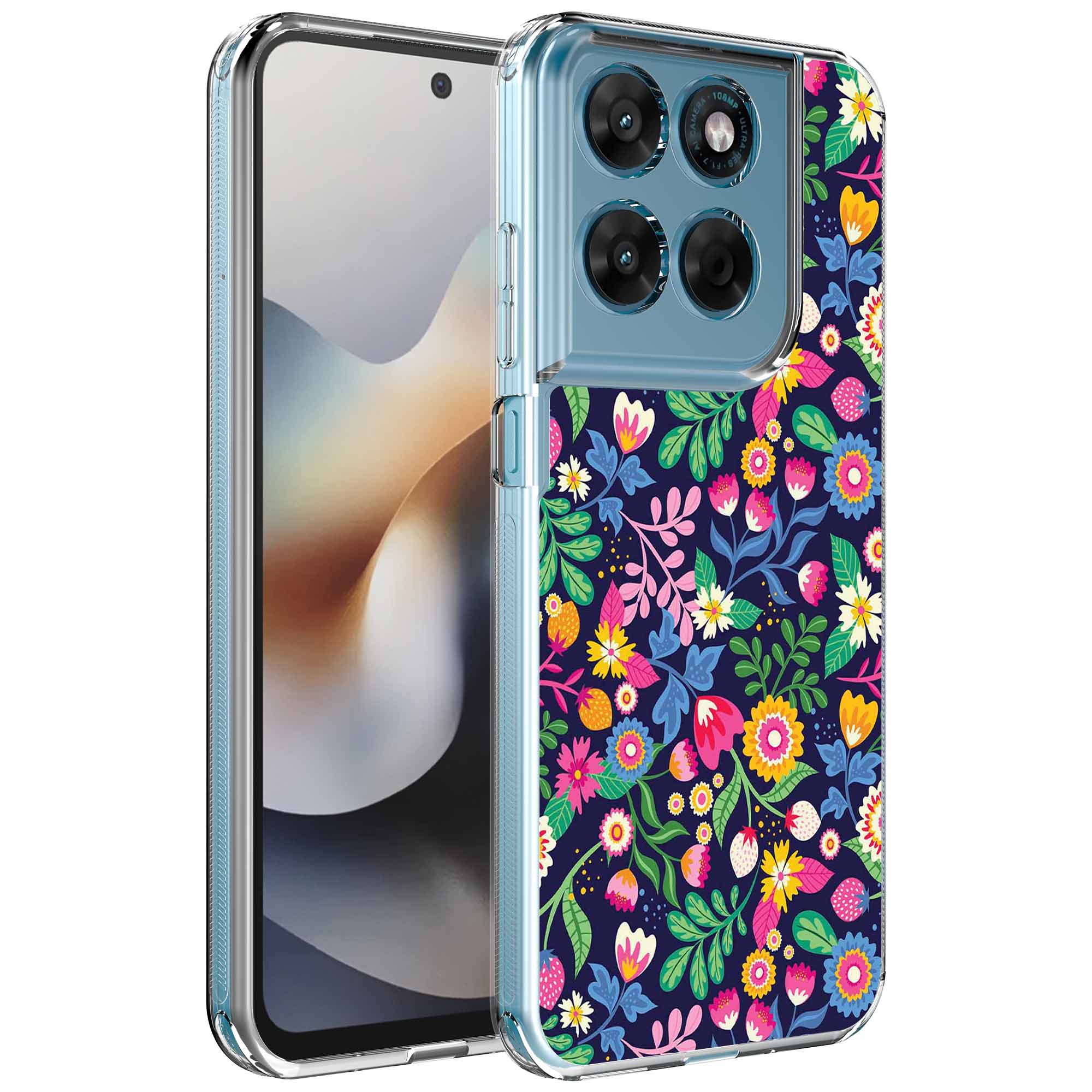 Bloemen opdruk_Motorola Moto G56 transparant telefoonhoesje (1)