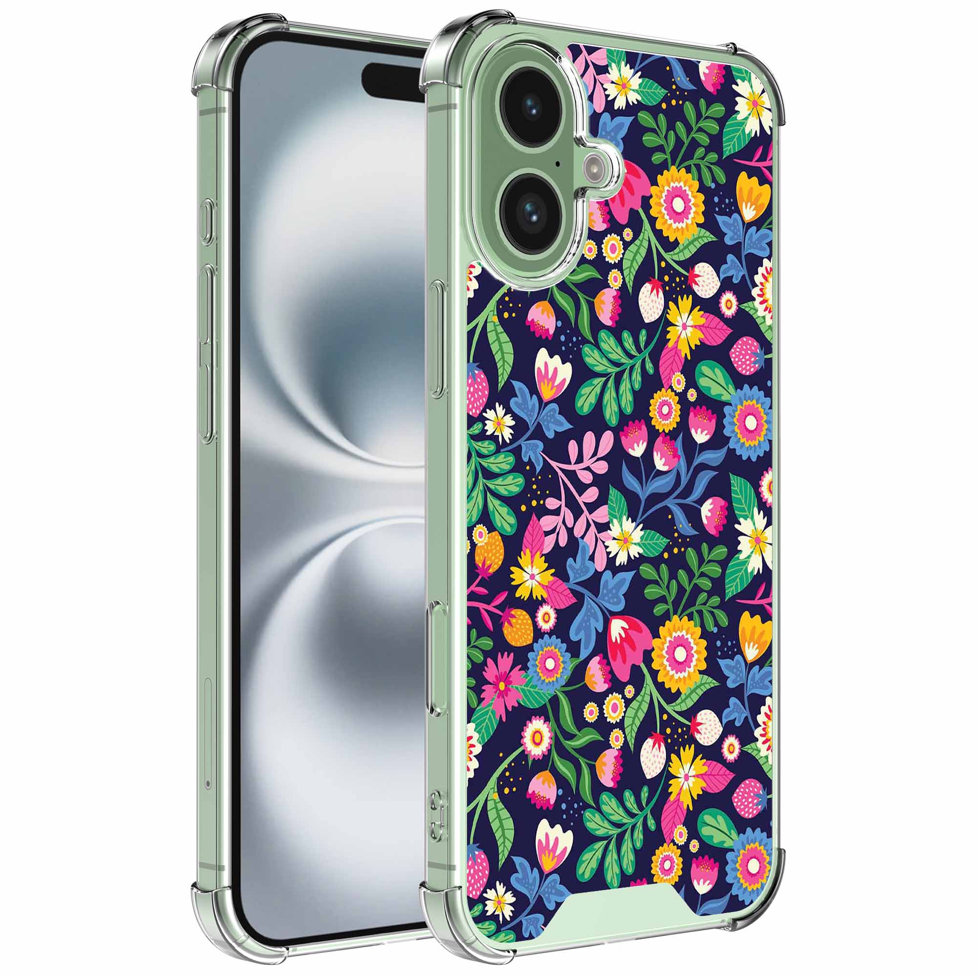 Bloemen opdruk_iPhone 16 Plus transparant telefoonhoesje (1)