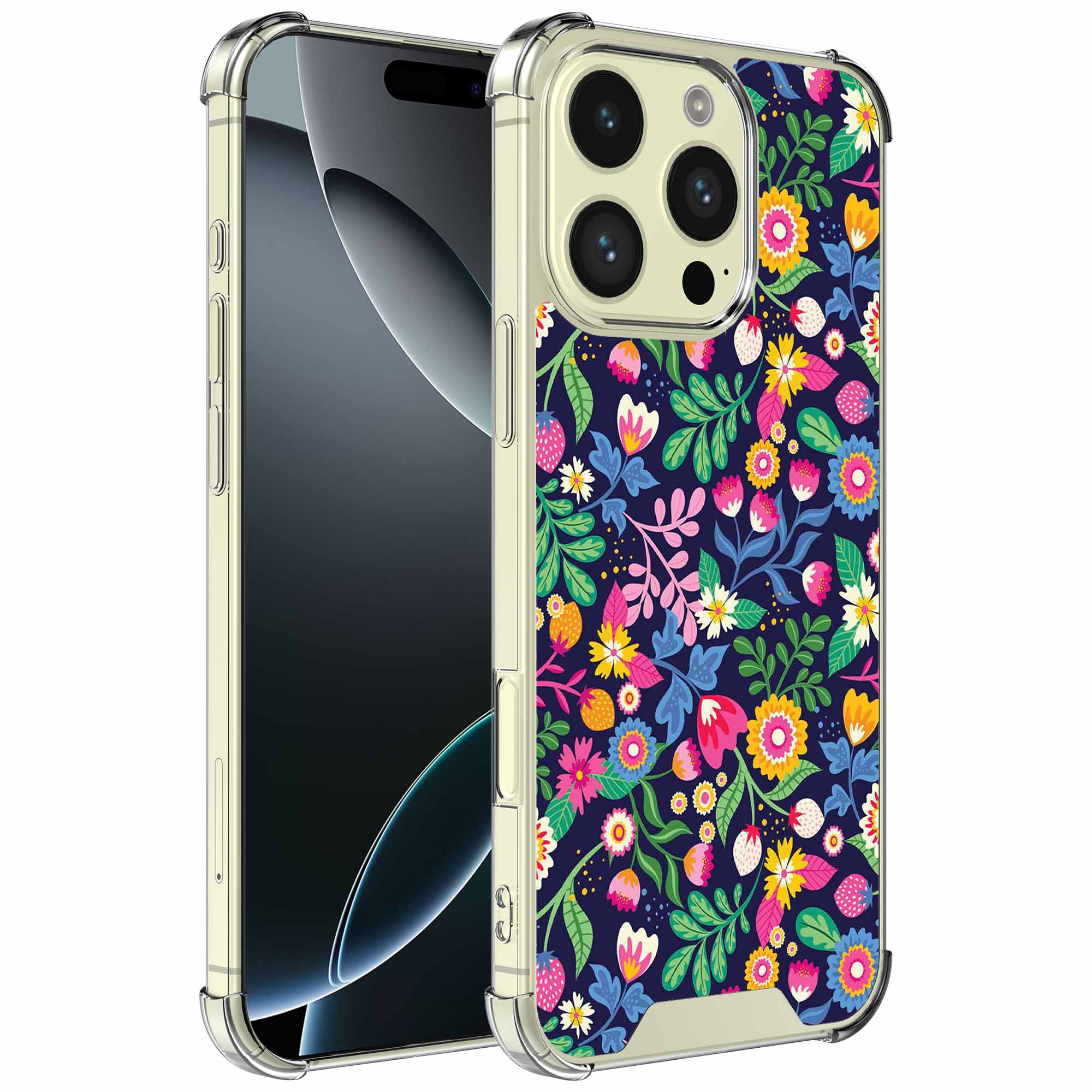 Bloemen opdruk_iPhone 16 Pro Max transparant telefoonhoesje (1)