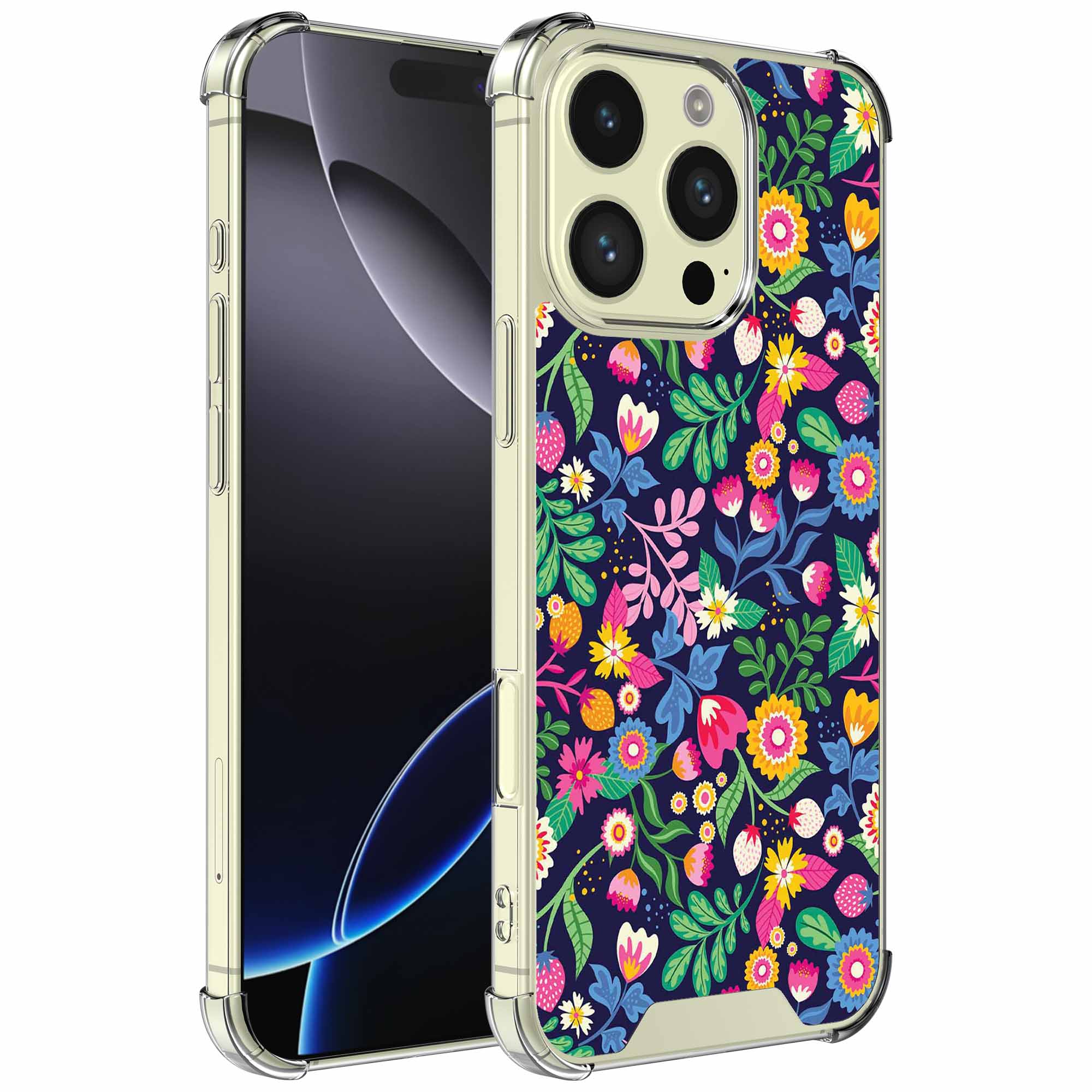 Bloemen opdruk_iPhone 16 Pro transparant telefoonhoesje (1)