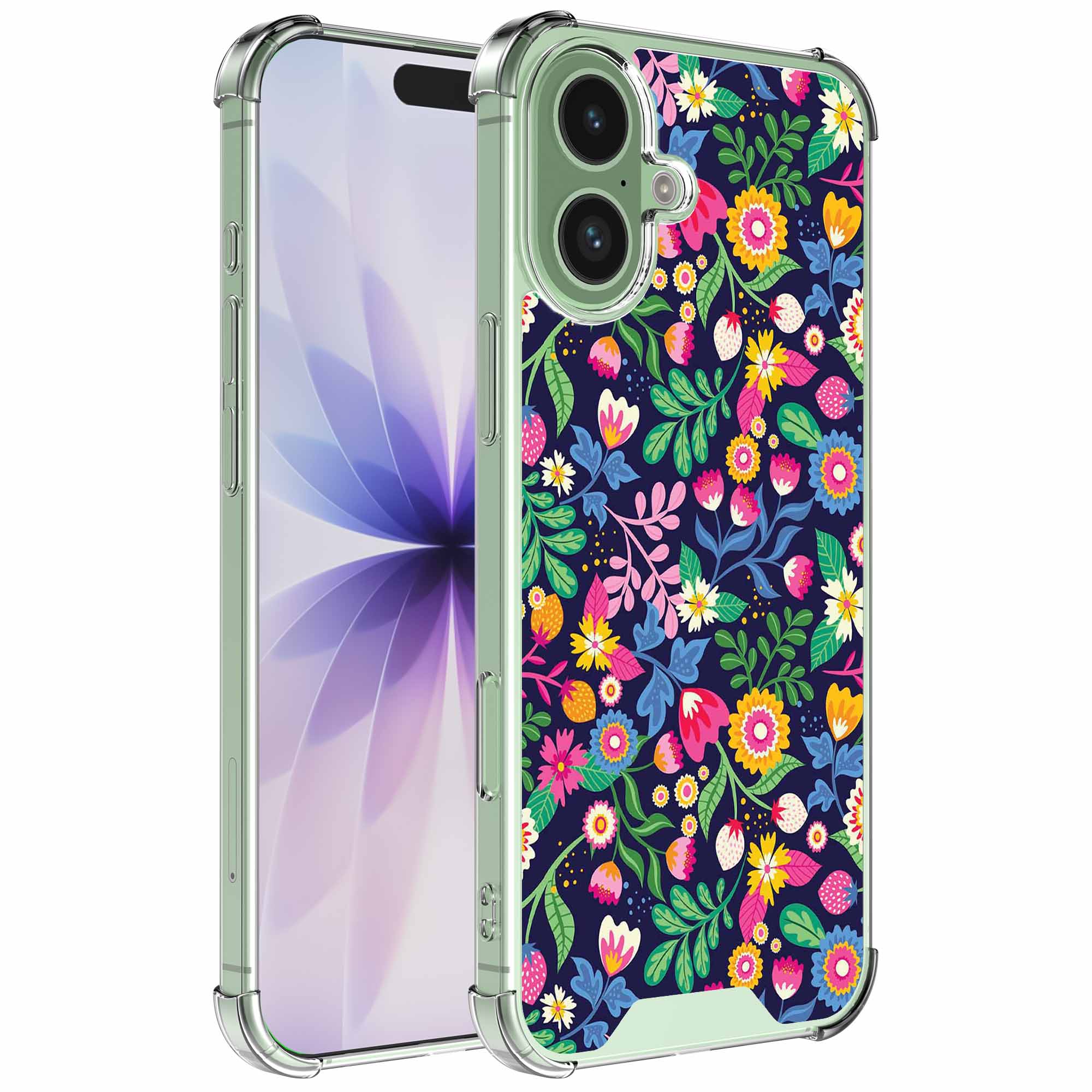 Bloemen opdruk_iPhone 17 transparant telefoonhoesje (1)