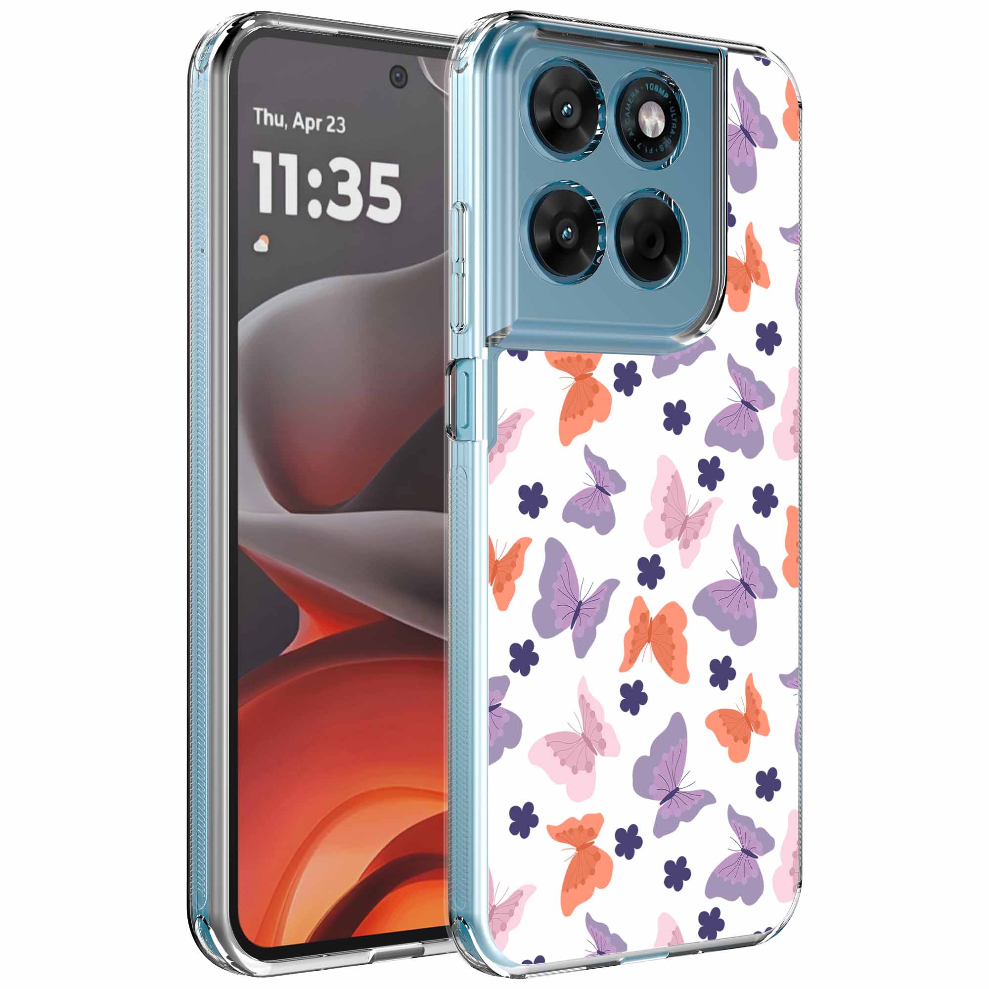 Gekleurde vlinder opdruk_Motorola Moto G15 transparant telefoonhoesje (1)