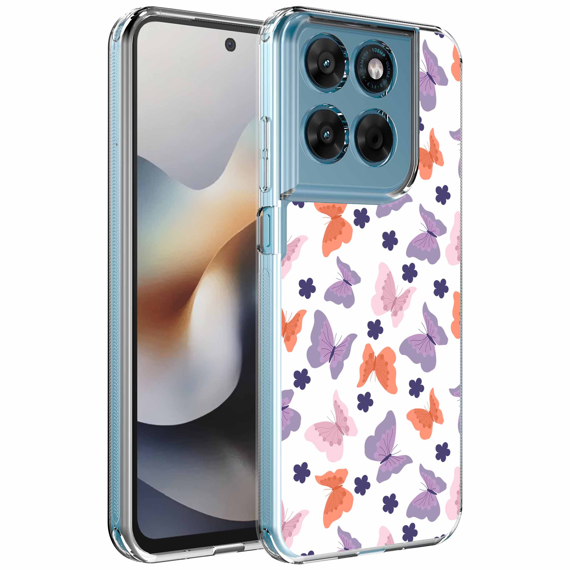 Gekleurde vlinder opdruk_Motorola Moto G56 transparant telefoonhoesje (1)