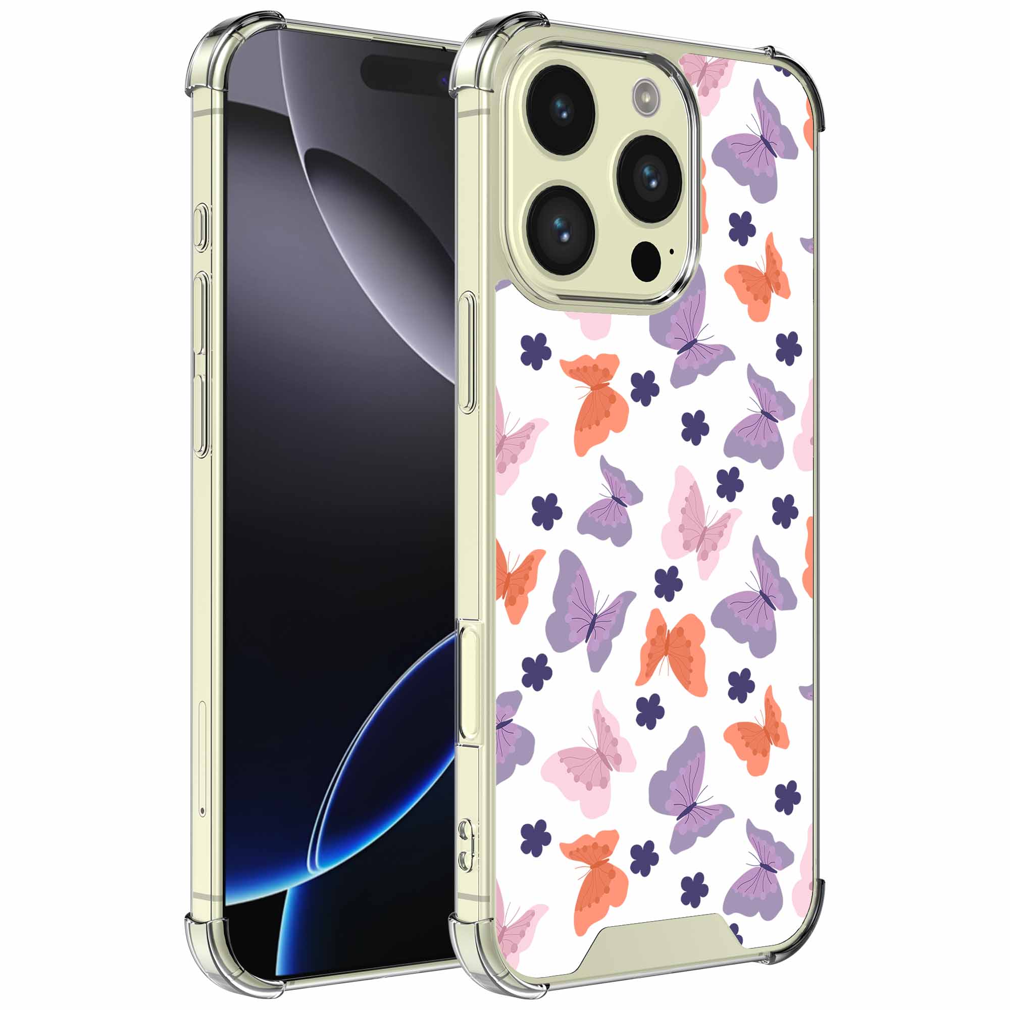 Gekleurde vlinder opdruk_iPhone 16 Pro transparant telefoonhoesje (1)