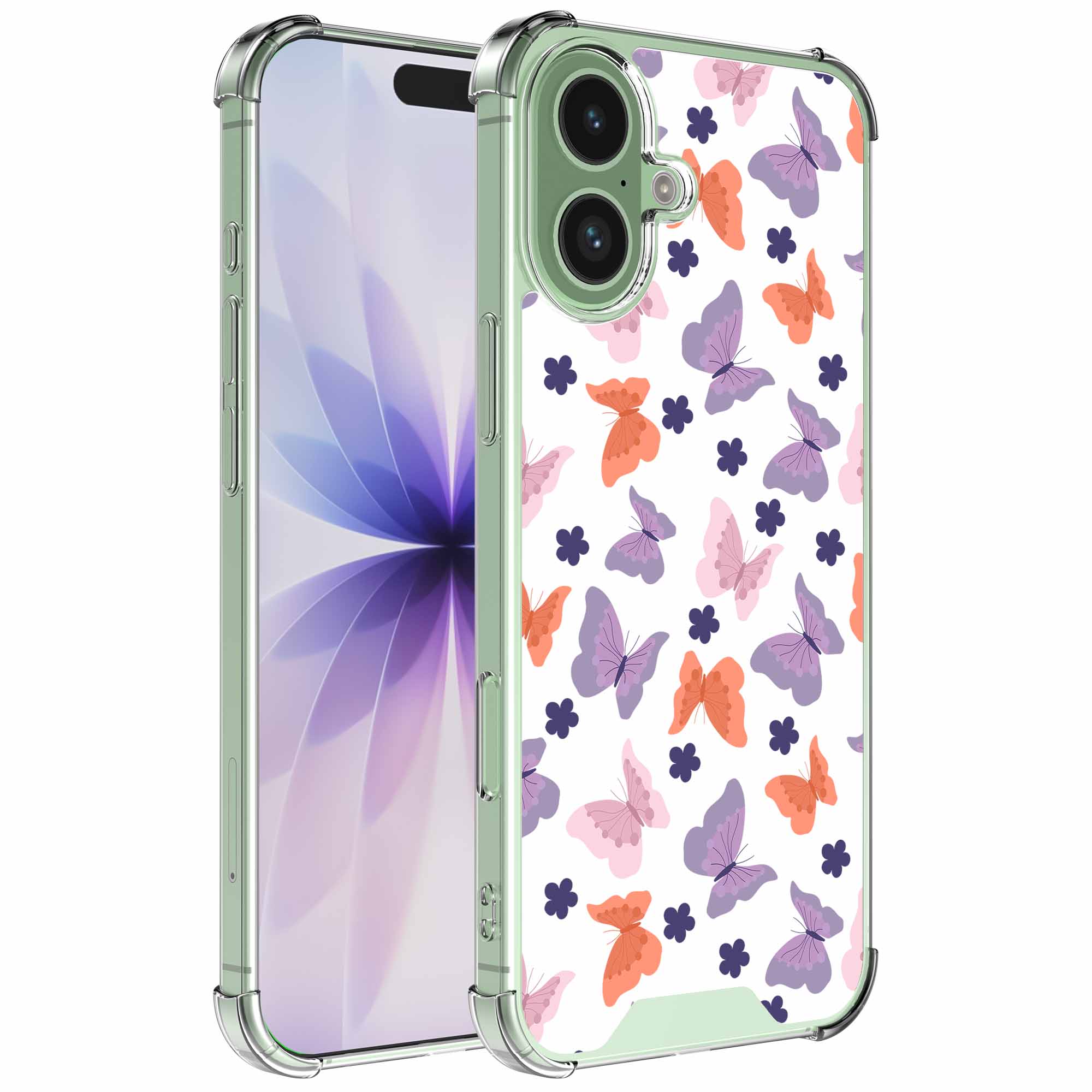 Gekleurde vlinder opdruk_iPhone 17 transparant telefoonhoesje (1)
