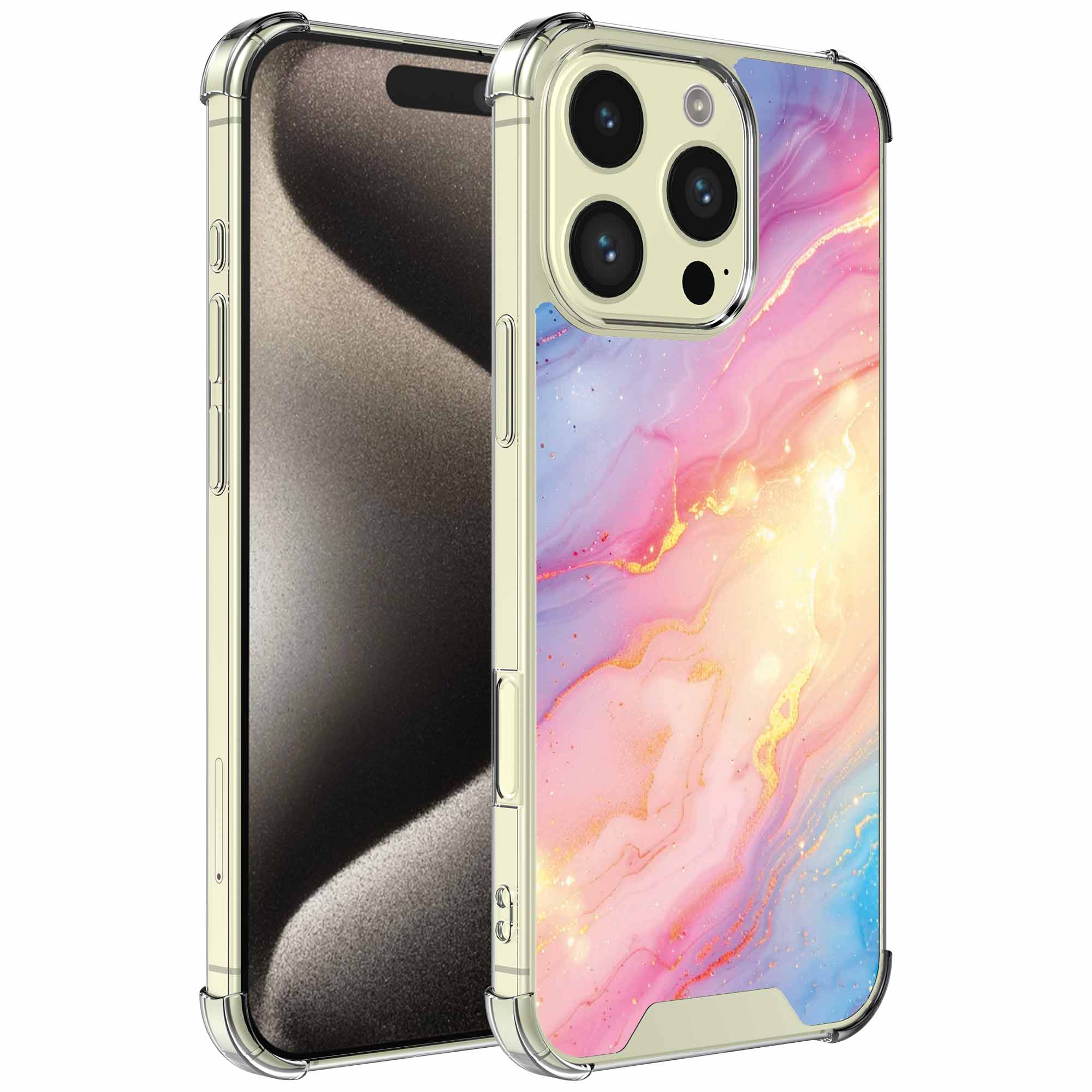 Glitter marmer opdruk_iPhone 15 Pro transparant telefoonhoesje (1)