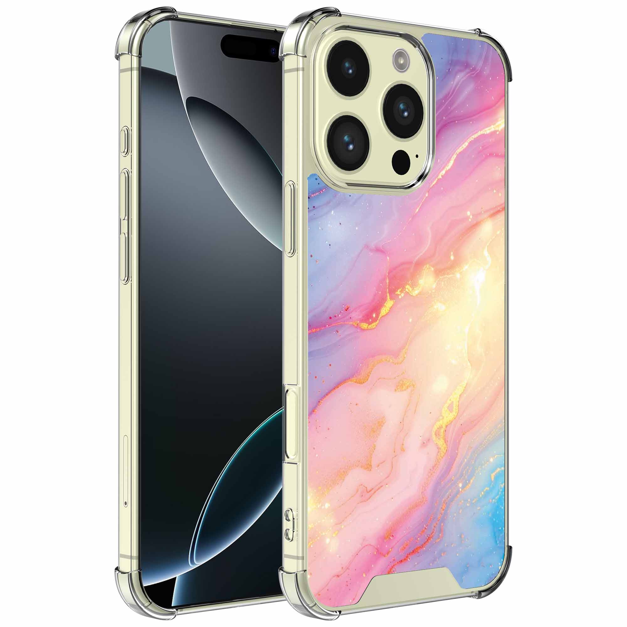 Glitter marmer opdruk_iPhone 16 Pro Max transparant telefoonhoesje (1)
