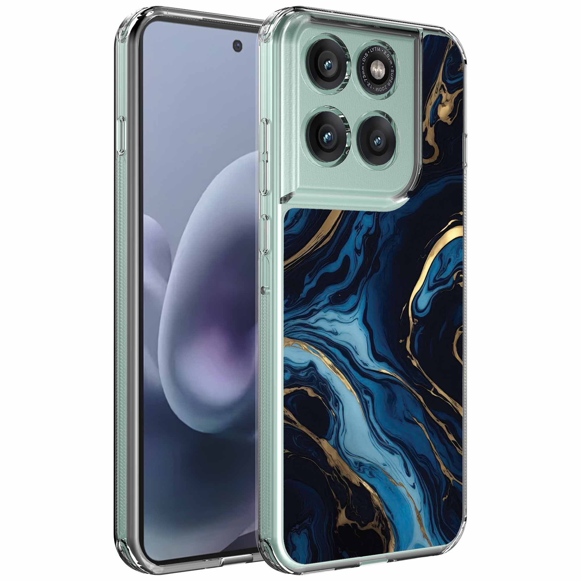 Goud blauw marmer opdruk_Motorola Moto G86 transparant telefoonhoesje (1)