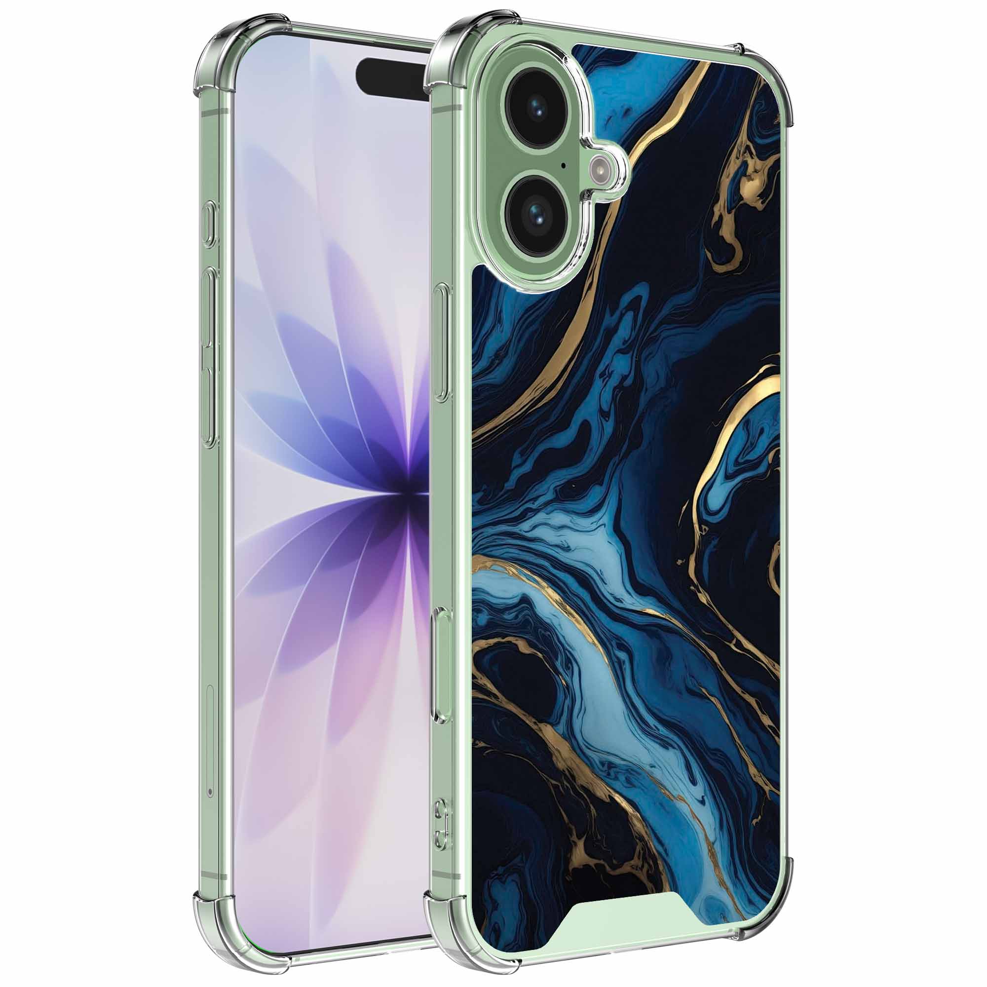 Goud blauw marmer opdruk_iPhone 17 transparant telefoonhoesje (1)