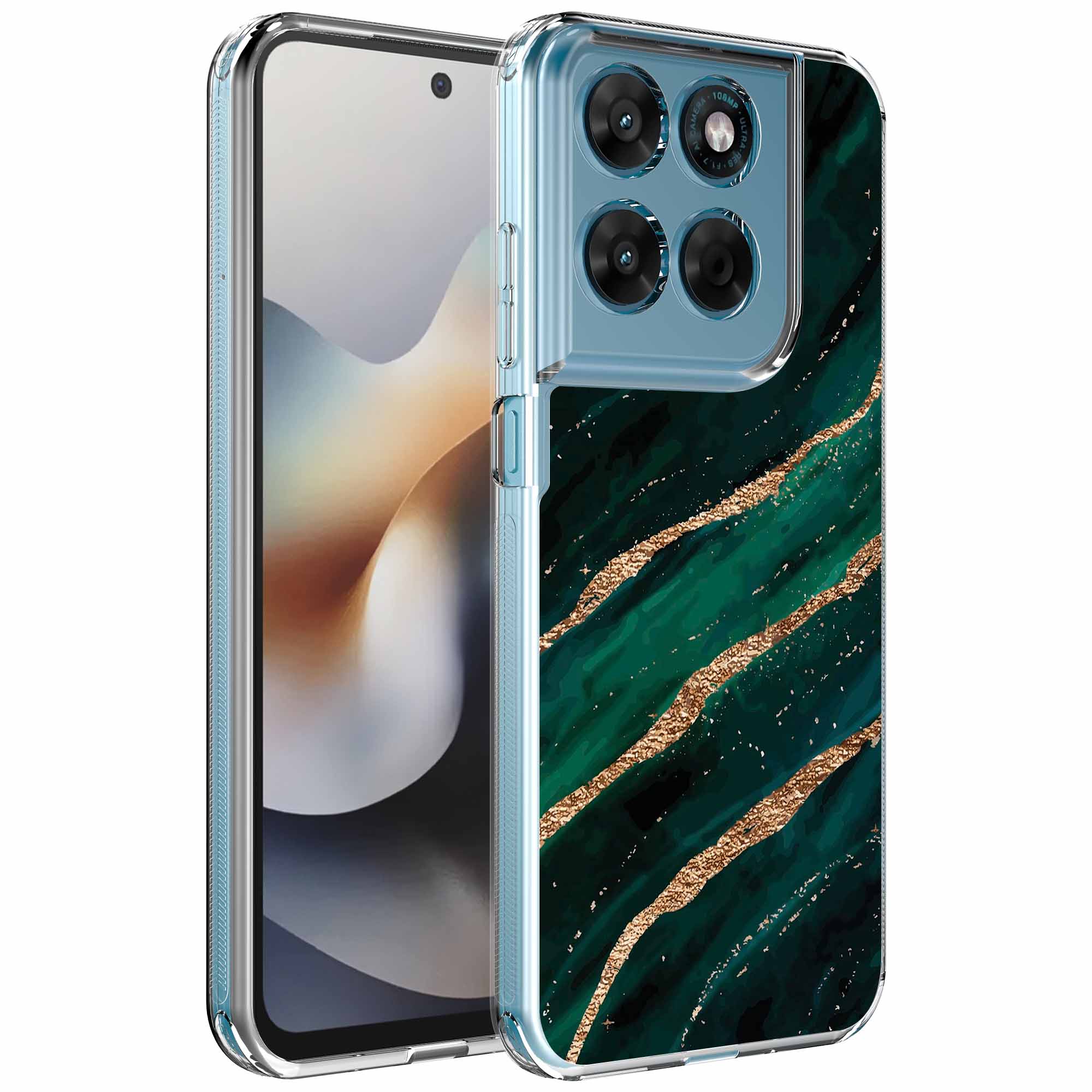 Goud groen marmer opdruk_Motorola Moto G56 transparant telefoonhoesje (1)