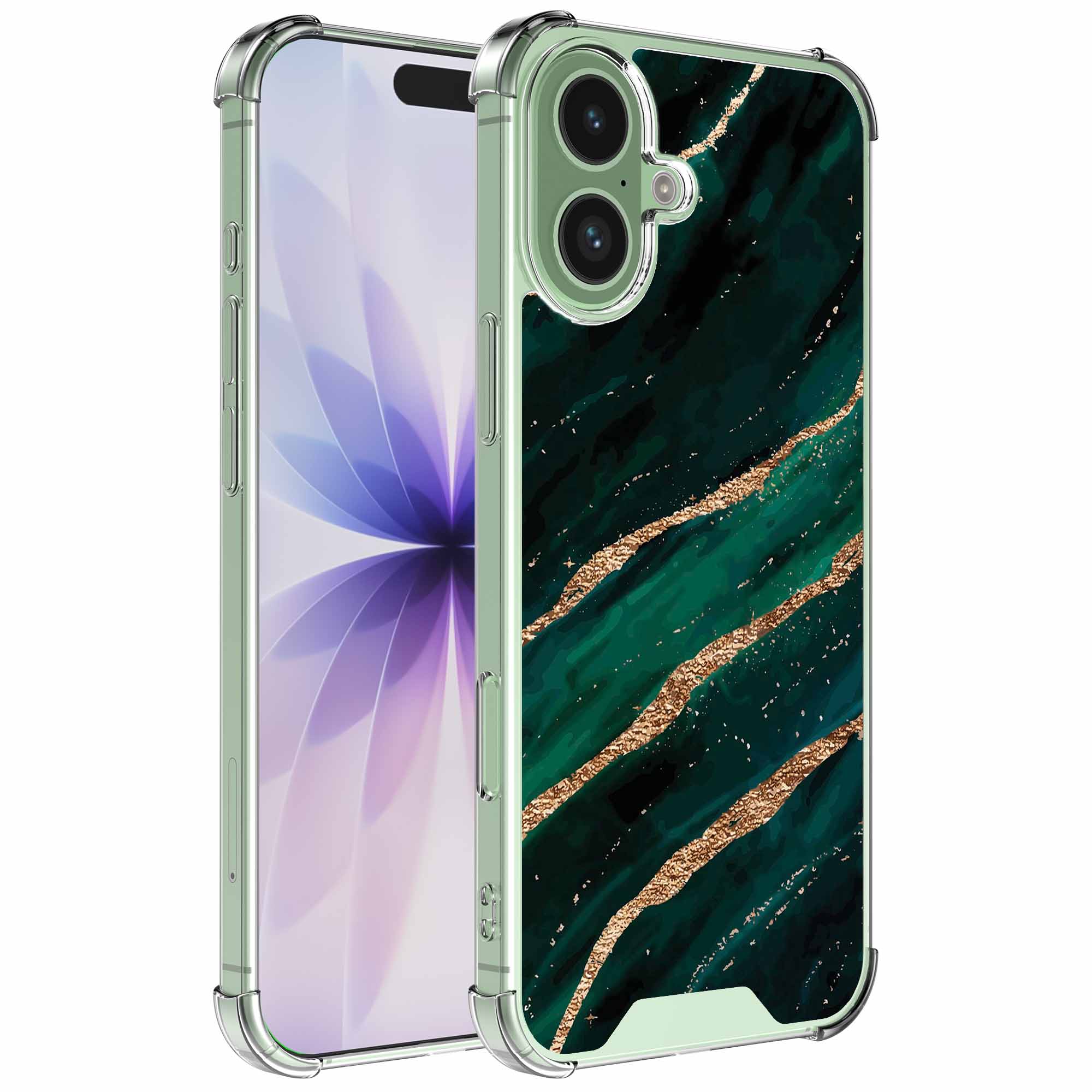 Goud groen marmer opdruk_iPhone 17 transparant telefoonhoesje (1)