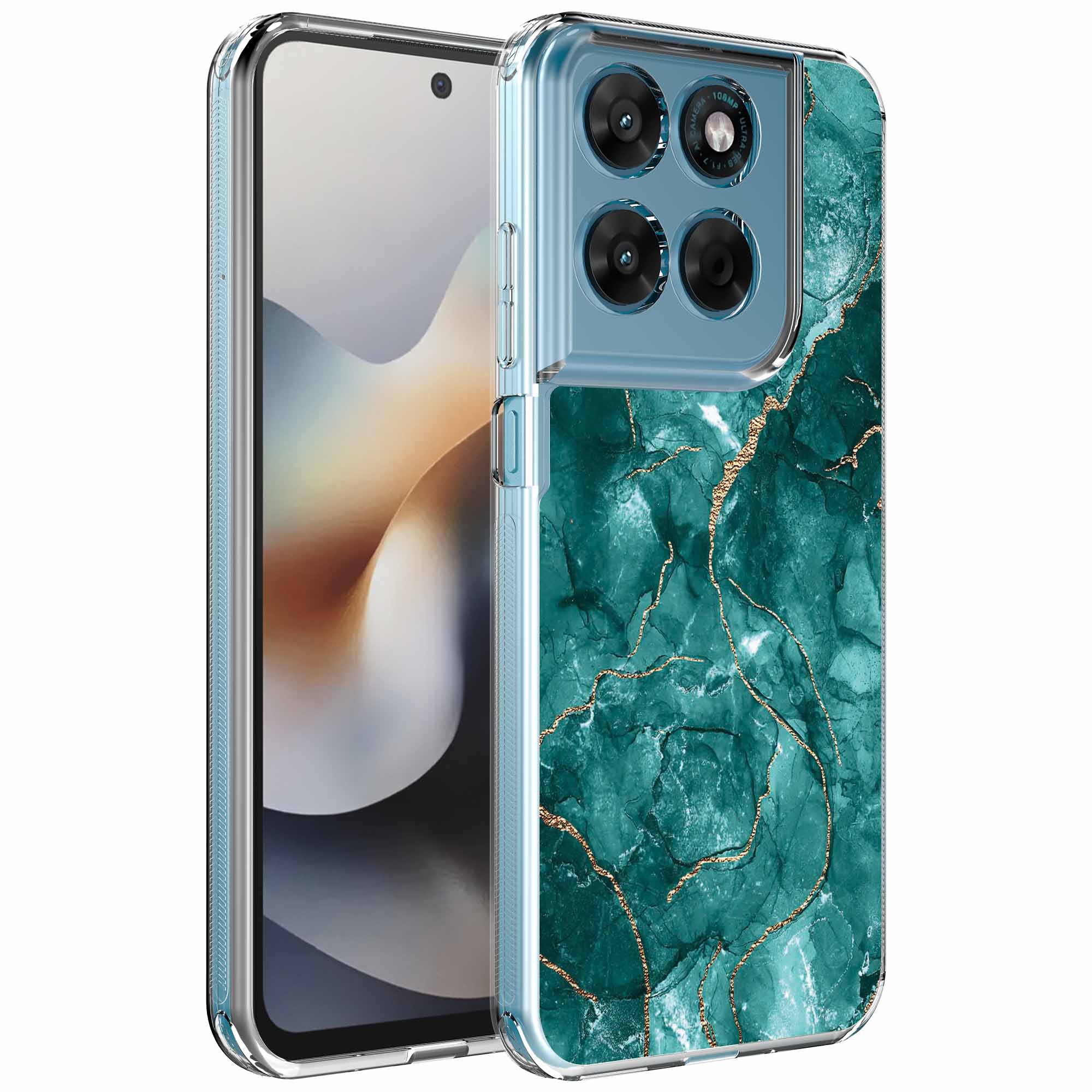 Groen goud marmer opdruk_Motorola Moto G56 transparant telefoonhoesje (1)