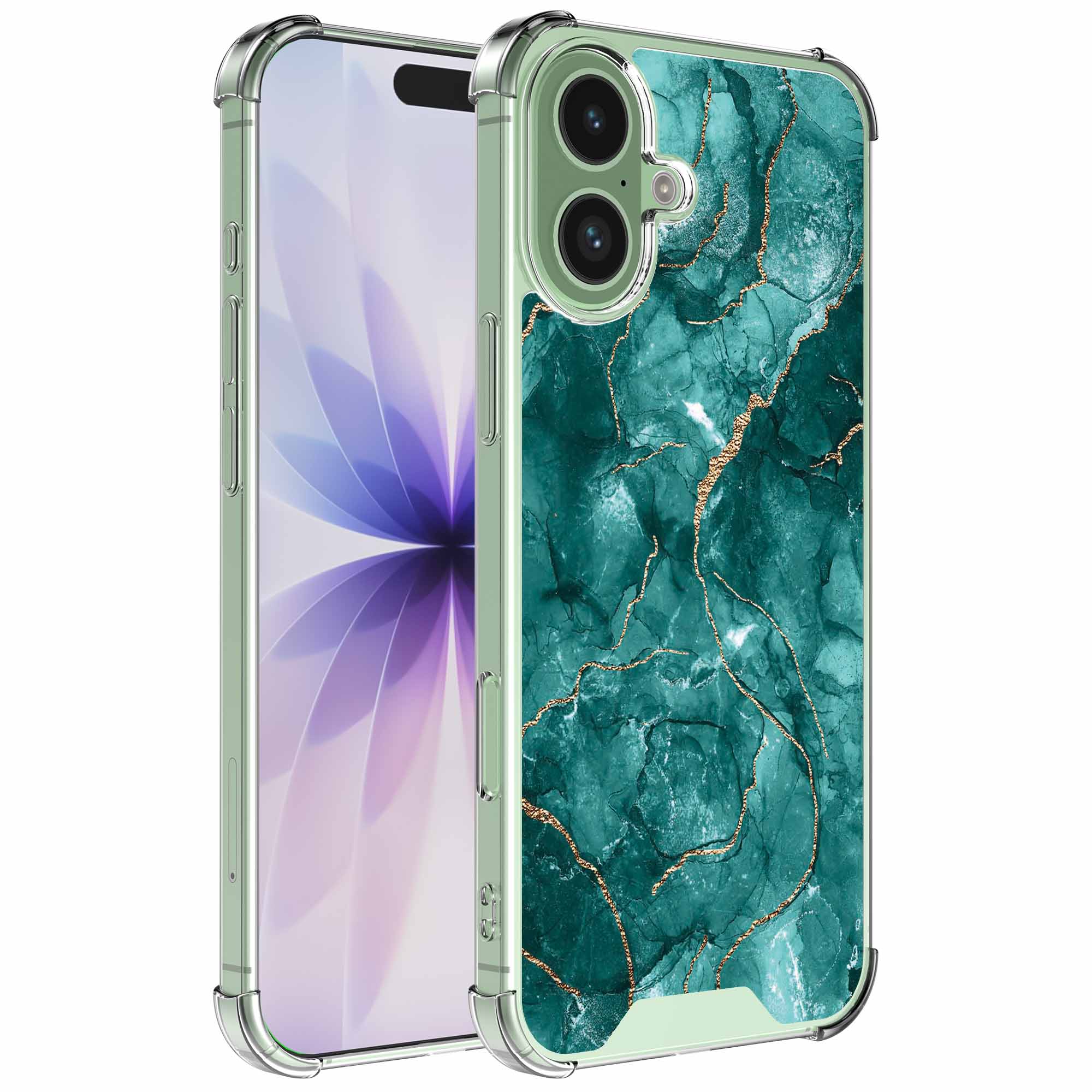 Groen goud marmer opdruk_iPhone 17 transparant telefoonhoesje (1)