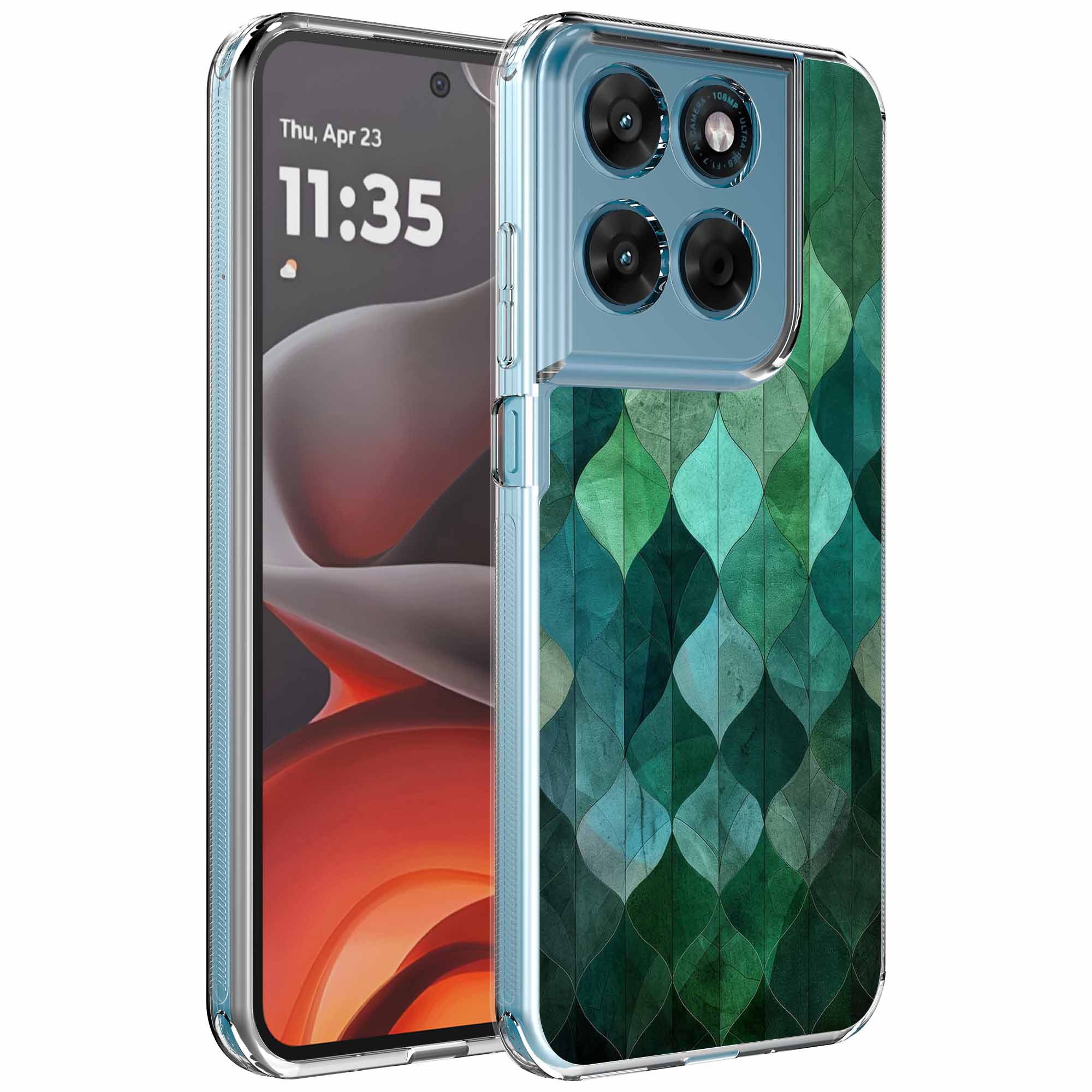 Groene bladeren opdruk_Motorola Moto G15 transparant telefoonhoesje (1)
