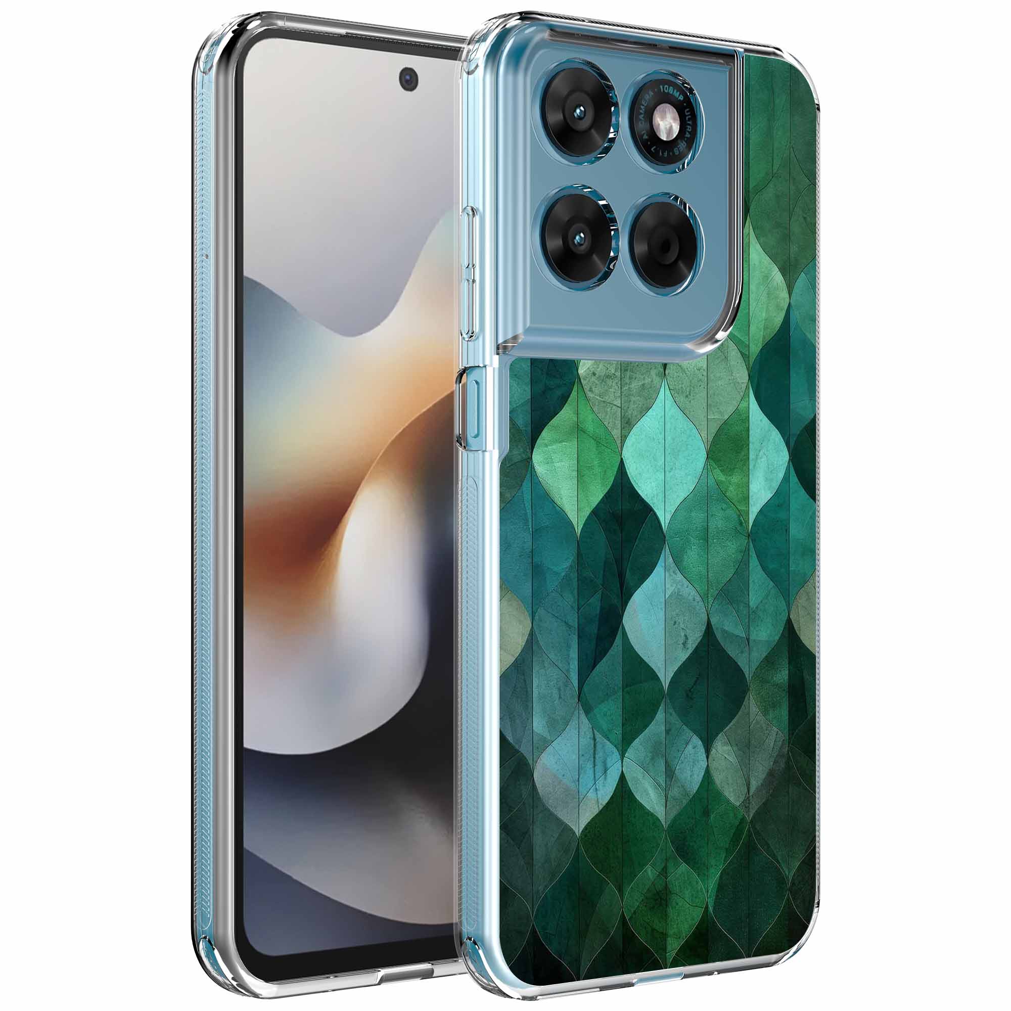 Groene bladeren opdruk_Motorola Moto G56 transparant telefoonhoesje (1)