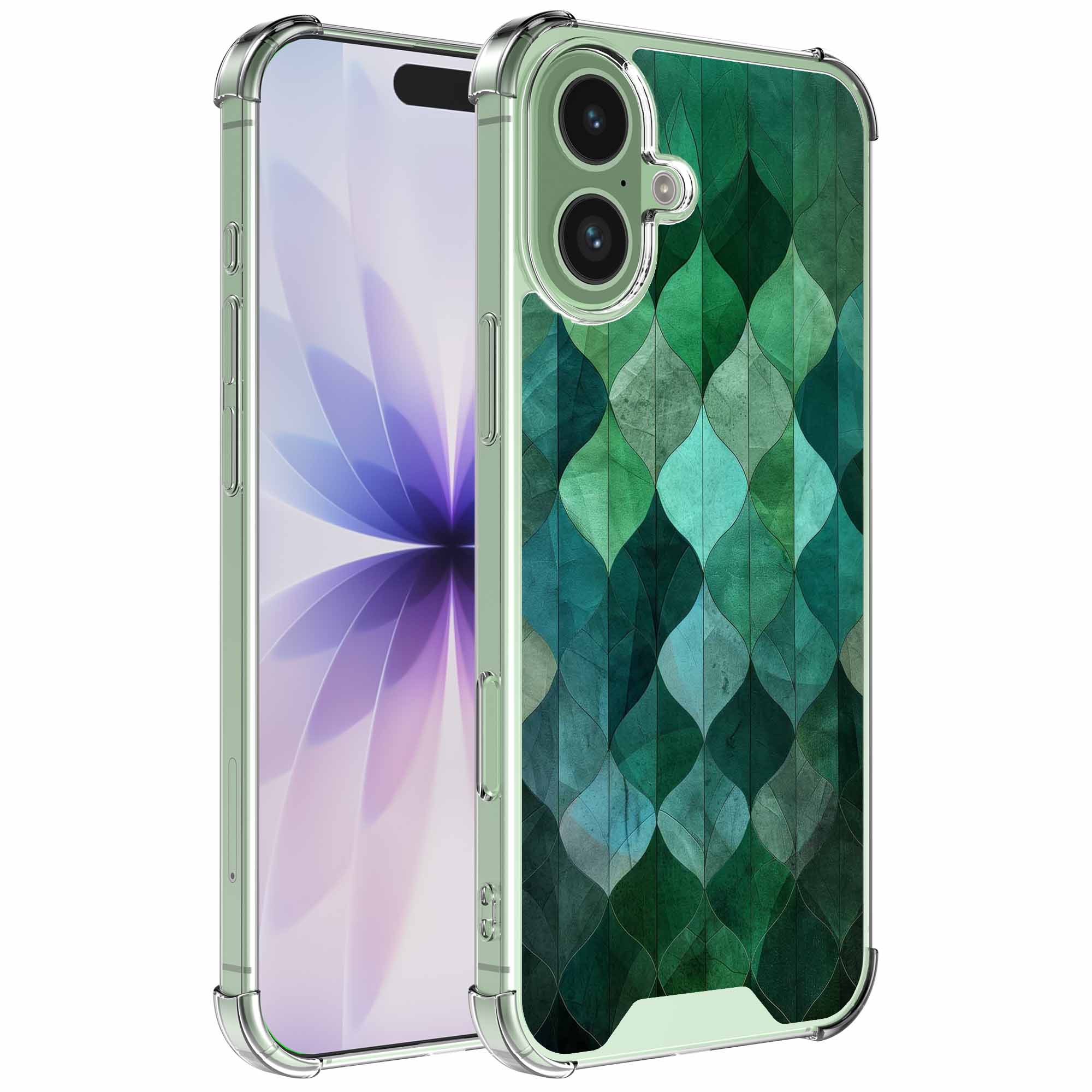 Groene bladeren opdruk_iPhone 17 transparant telefoonhoesje (1)