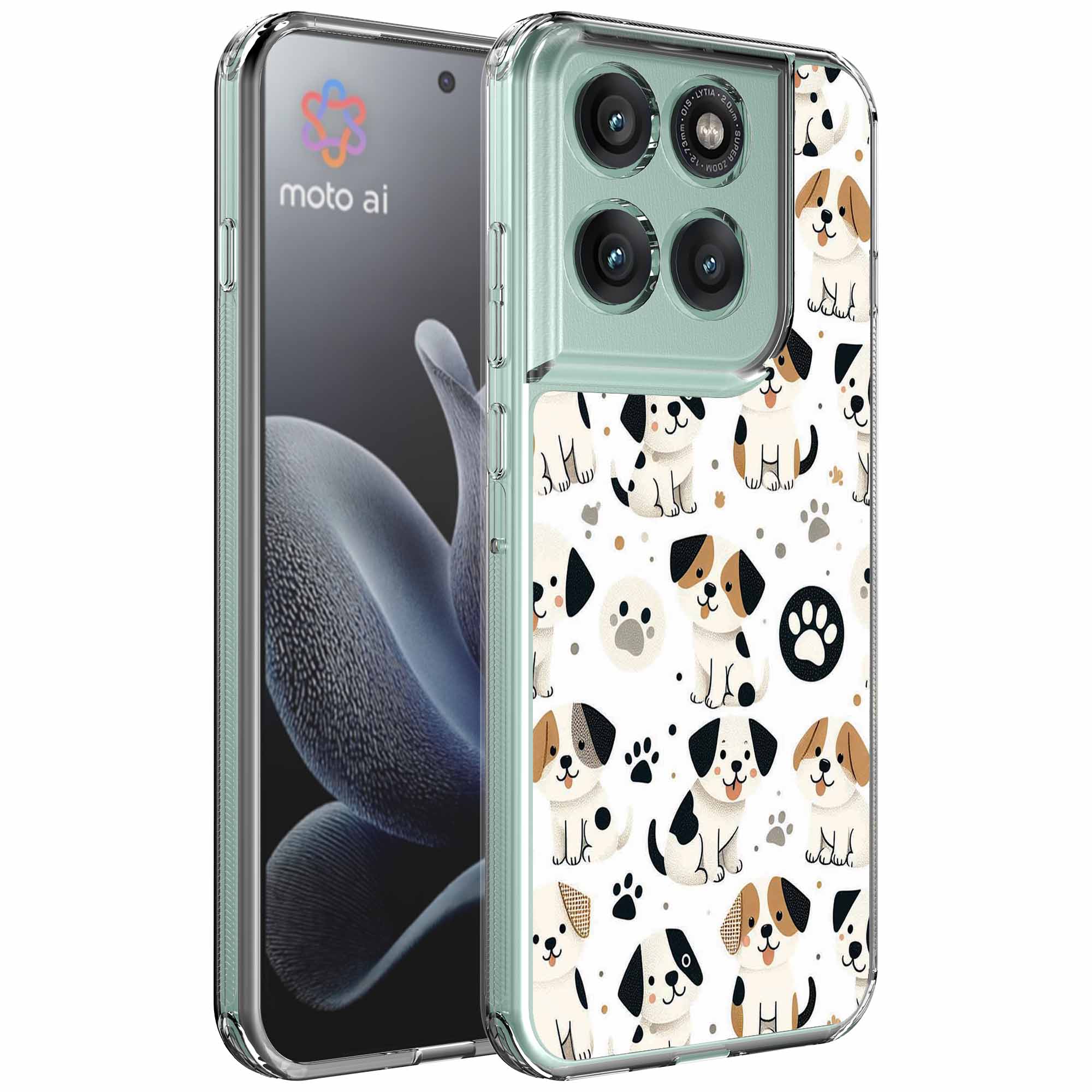 Honden en pootjes opdruk_Motorola Edge 70 transparant telefoonhoesje (1)