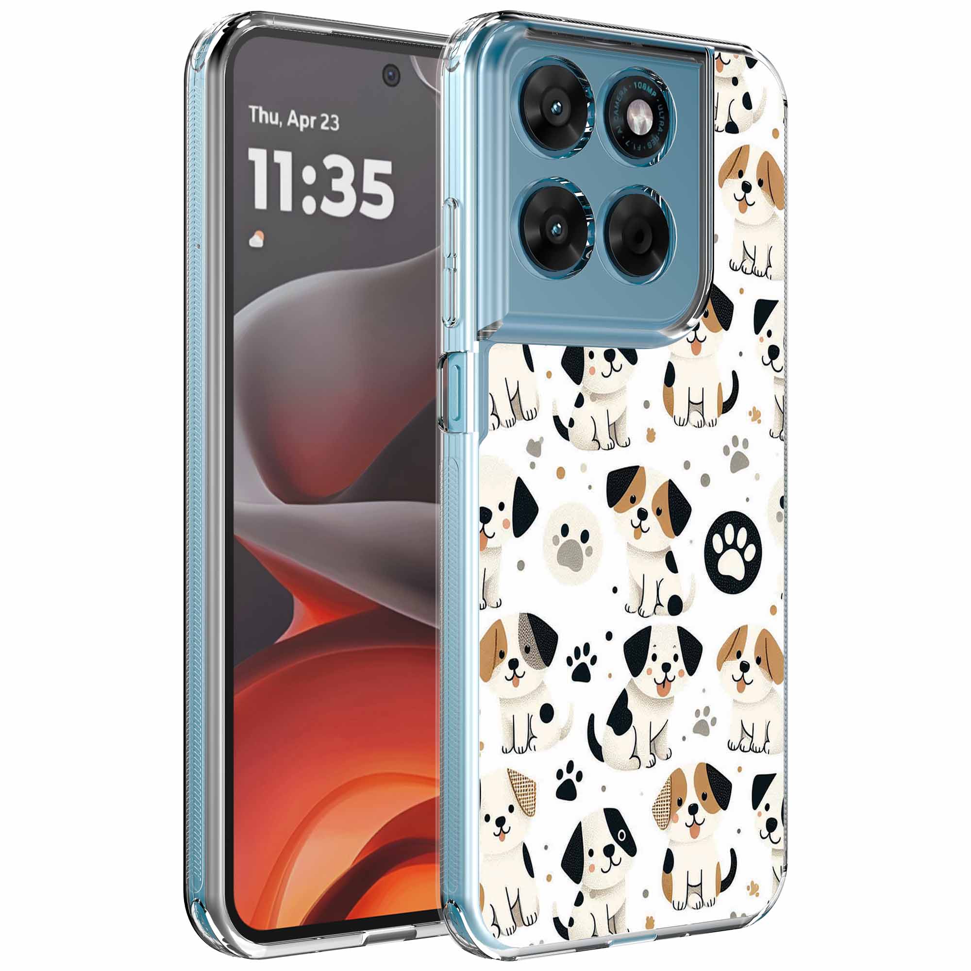 Honden en pootjes opdruk_Motorola Moto G15 transparant telefoonhoesje (1)