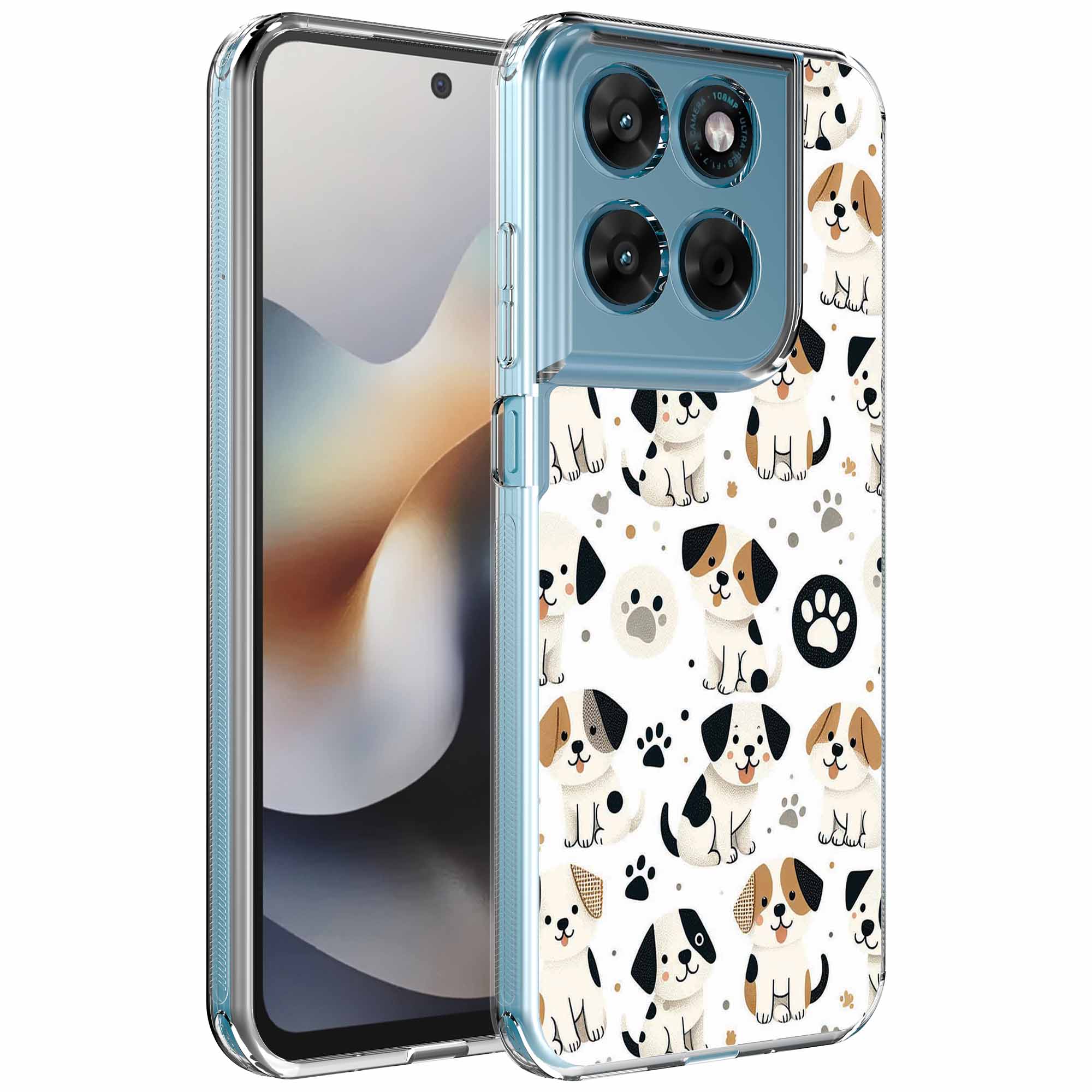 Honden en pootjes opdruk_Motorola Moto G56 transparant telefoonhoesje (1)