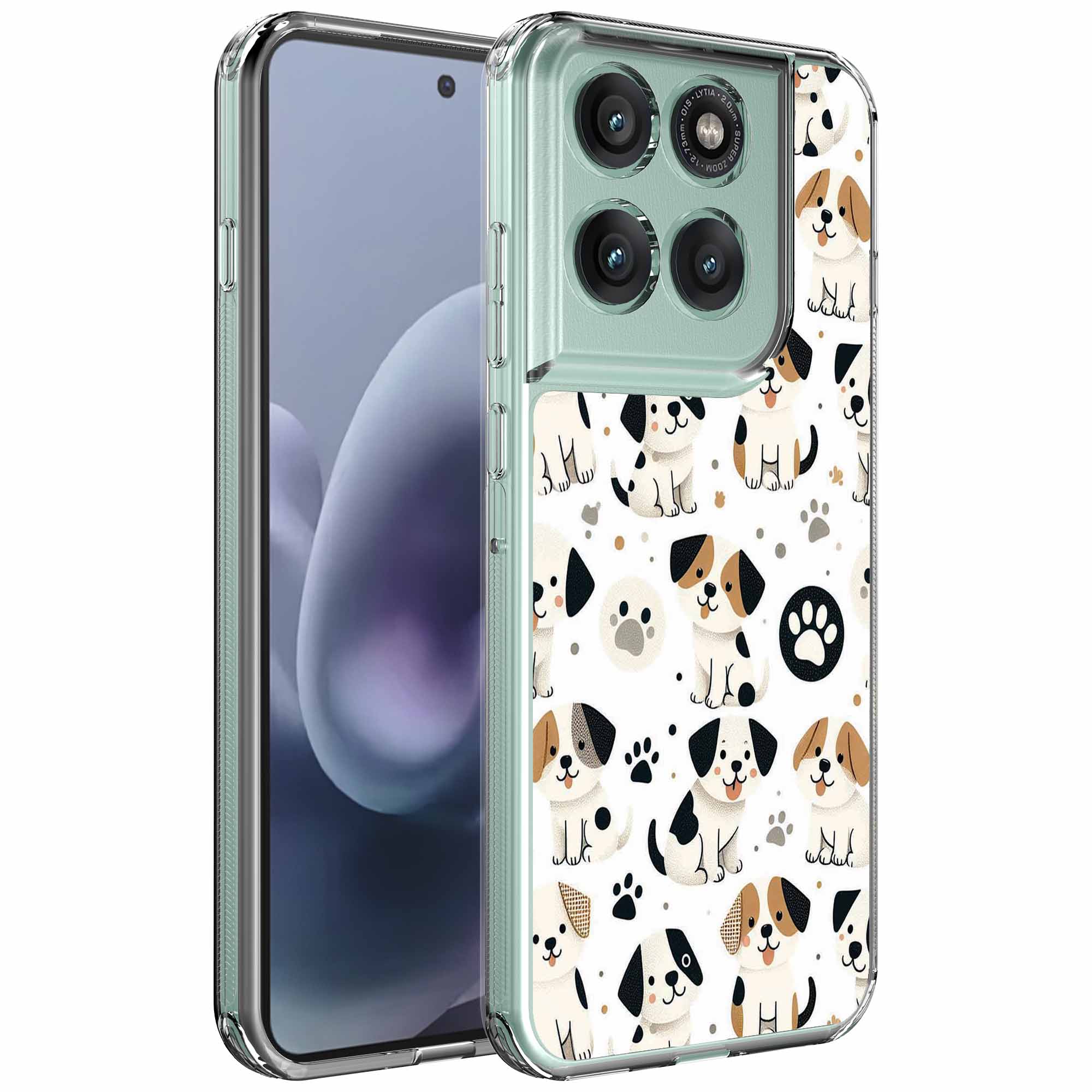 Honden en pootjes opdruk_Motorola Moto G86 transparant telefoonhoesje (1)