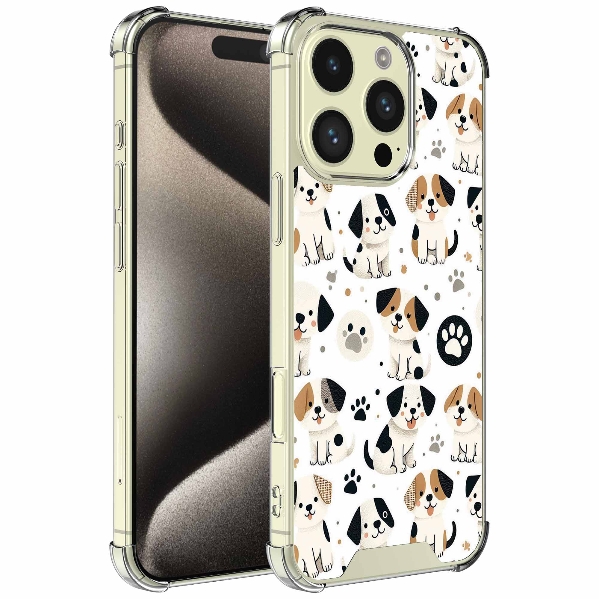 Honden en pootjes opdruk_iPhone 15 Pro transparant telefoonhoesje (1)