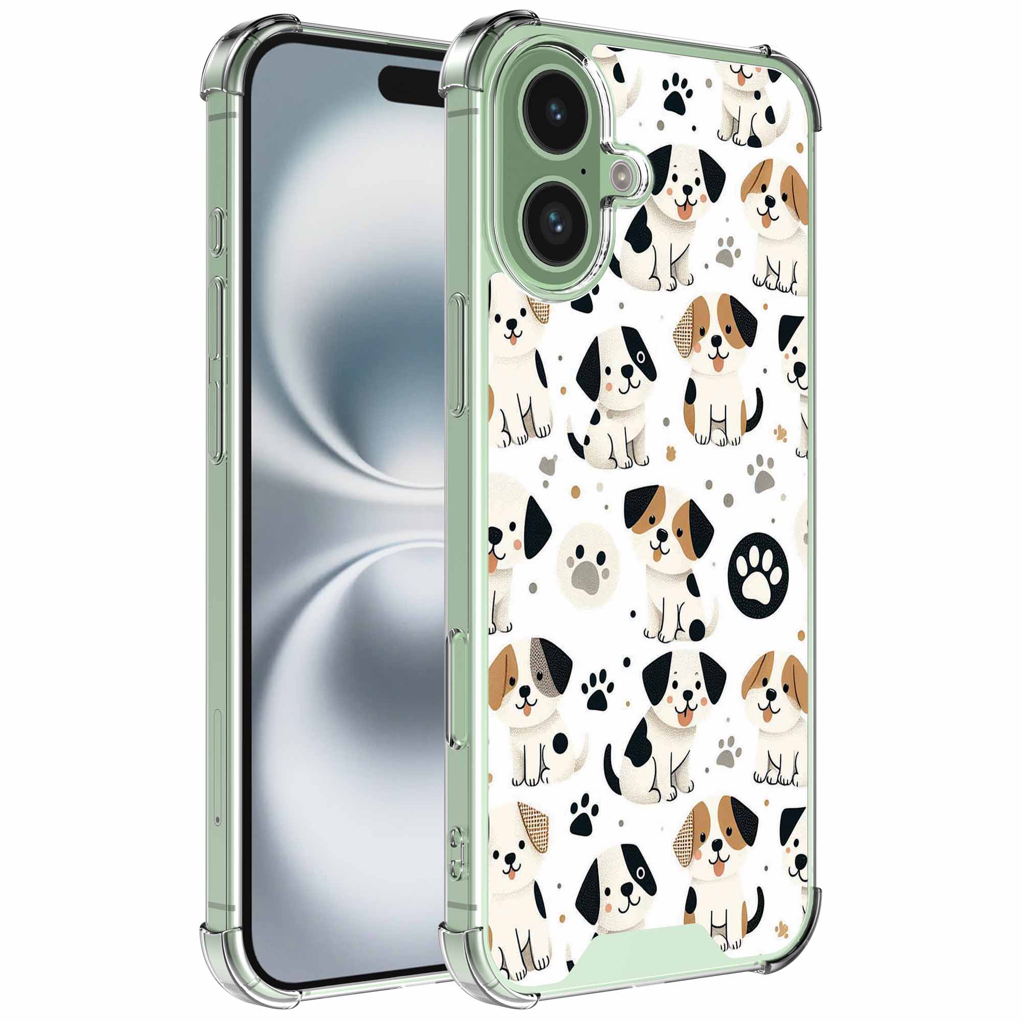 Honden en pootjes opdruk_iPhone 16 Plus transparant telefoonhoesje (1)