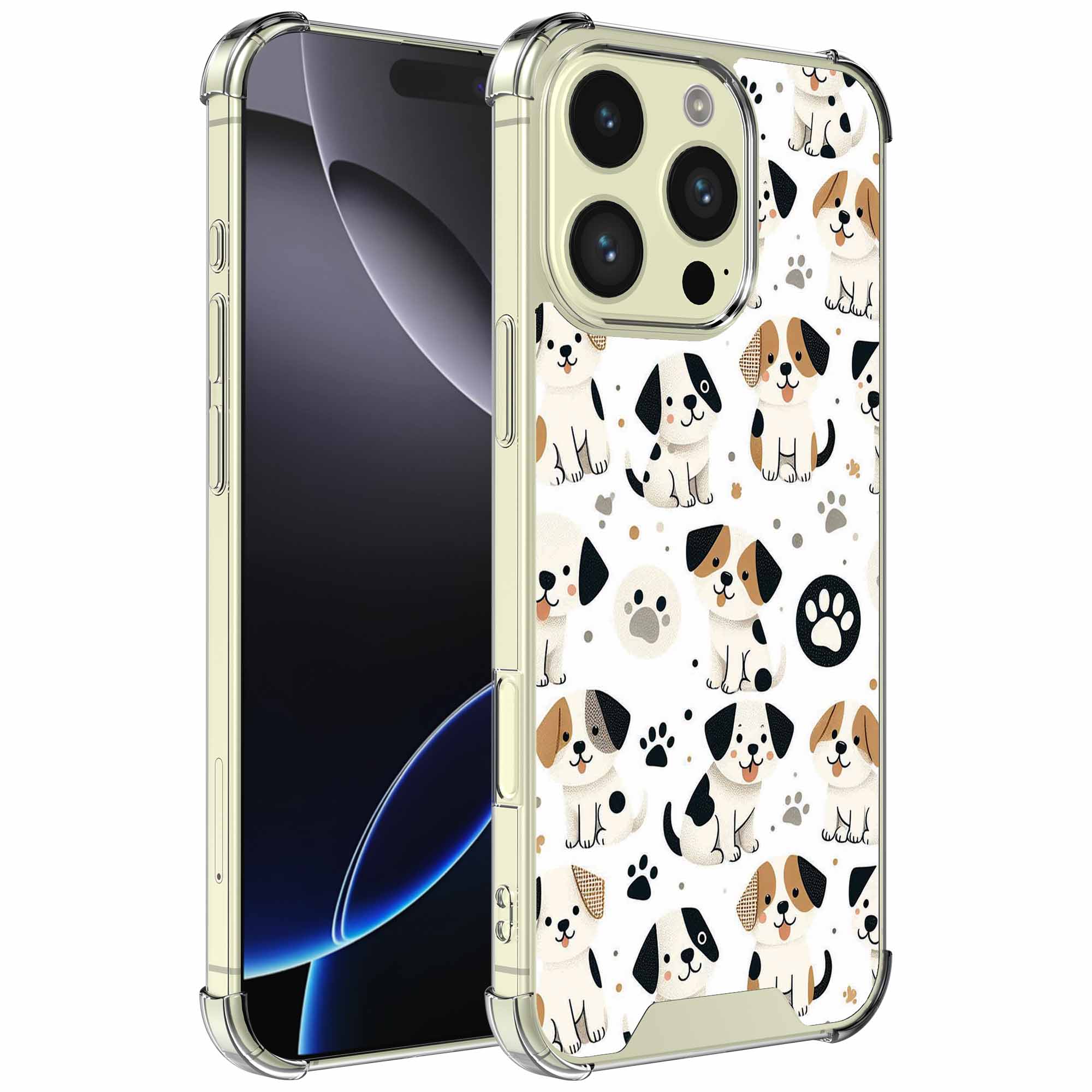Honden en pootjes opdruk_iPhone 16 Pro transparant telefoonhoesje (1)
