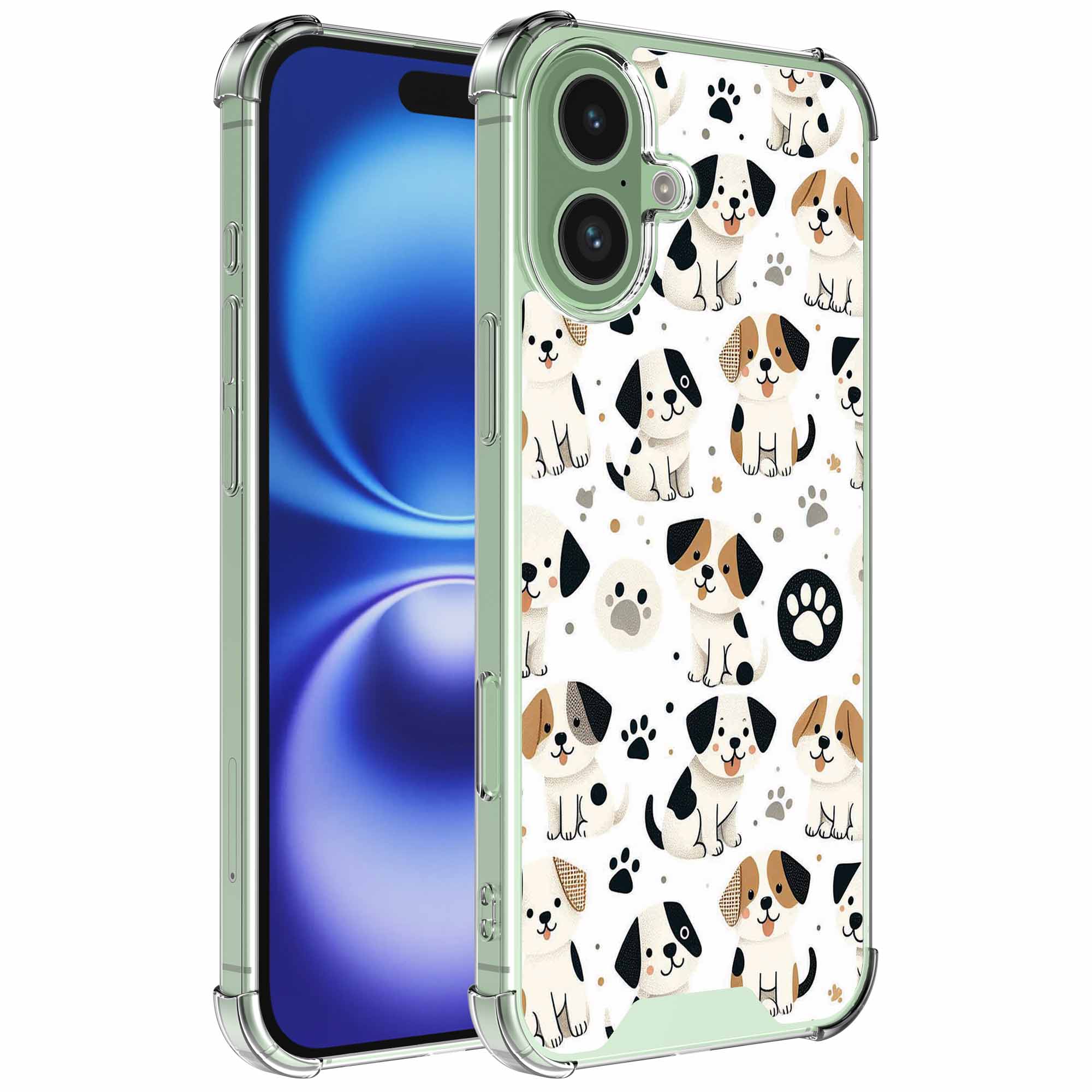 Honden en pootjes opdruk_iPhone 16 transparant telefoonhoesje (1)