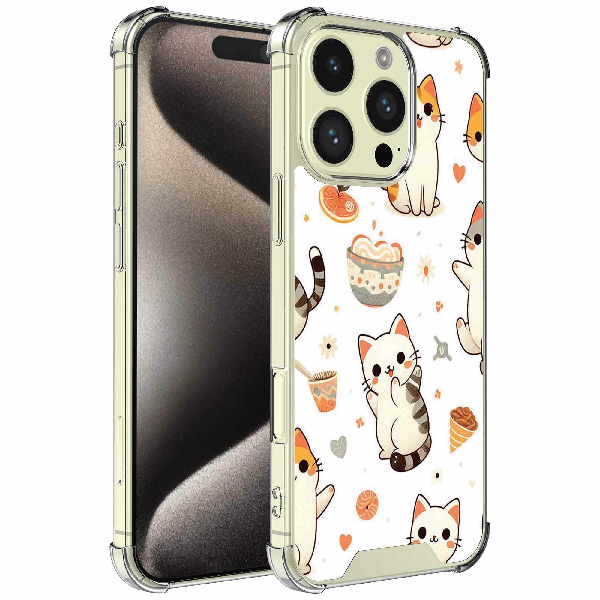 Katten opdruk_iPhone 15 Pro transparant telefoonhoesje (1)