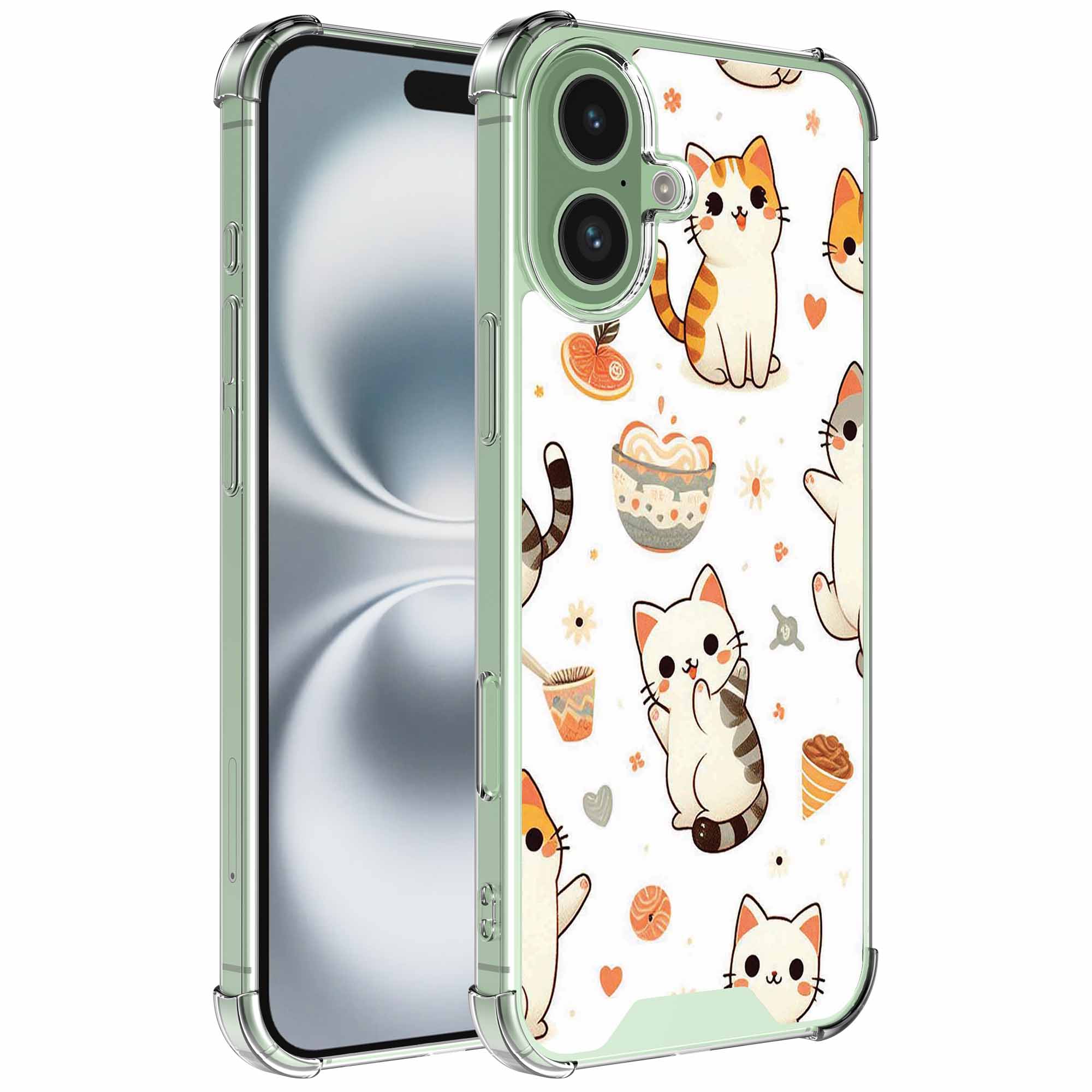 Katten opdruk_iPhone 16 Plus transparant telefoonhoesje (1)