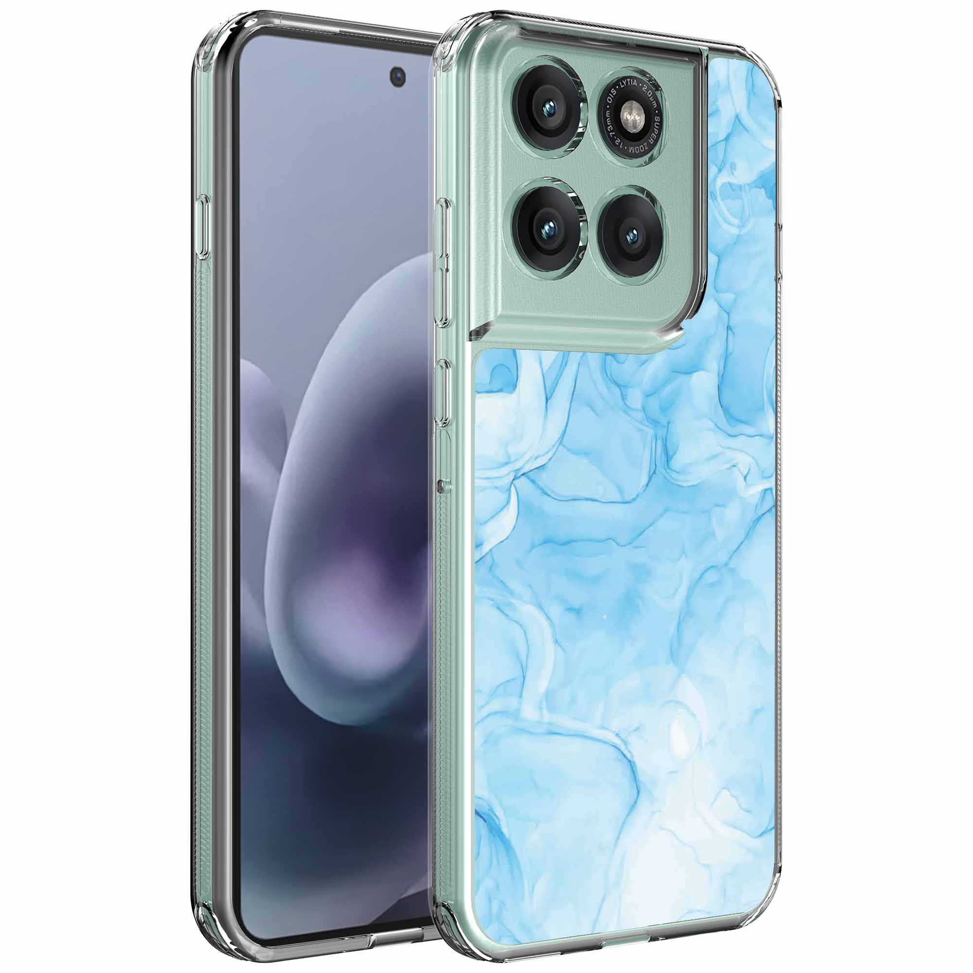 Lichtblauw marmer opdruk_Motorola Moto G86 transparant telefoonhoesje (1)