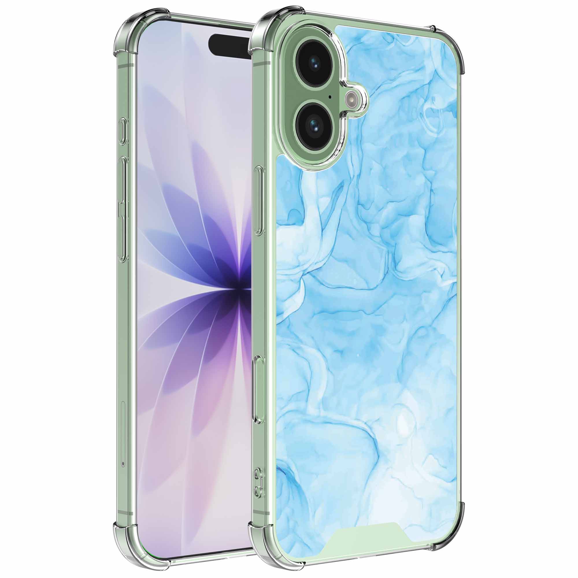 Lichtblauw marmer opdruk_iPhone 17 transparant telefoonhoesje (1)
