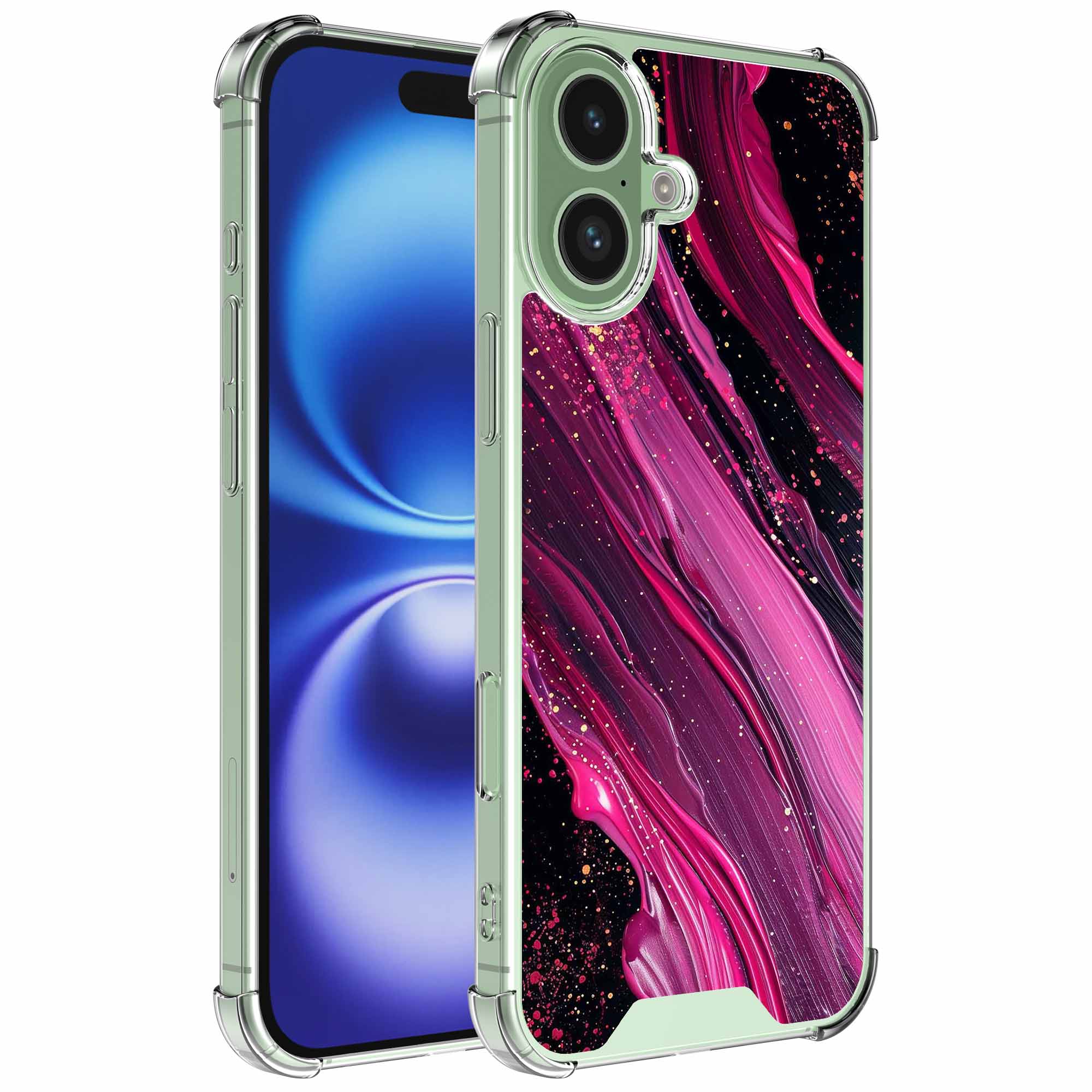 Paars roze marmer opdruk_iPhone 16 transparant telefoonhoesje (1)