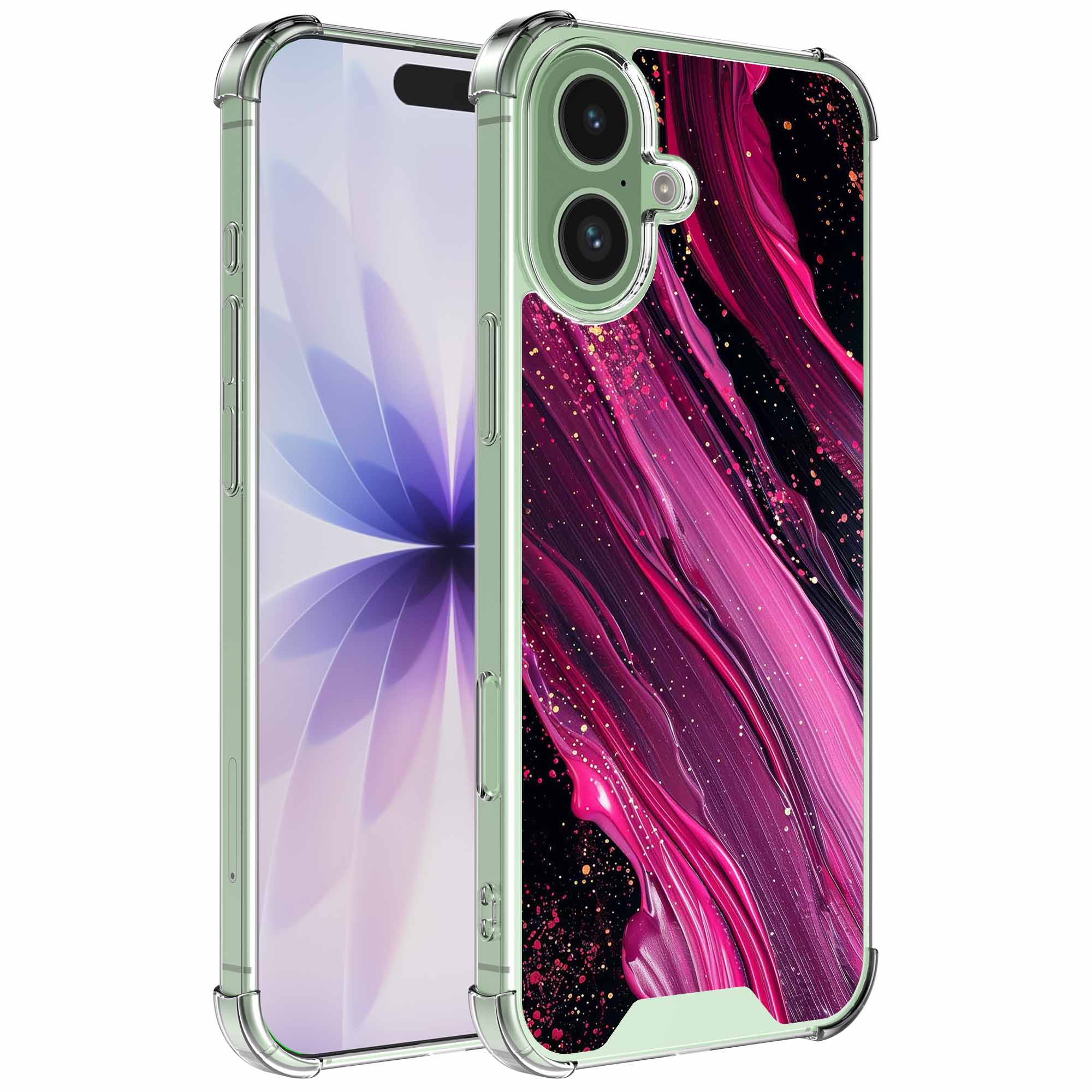 Paars roze marmer opdruk_iPhone 17 transparant telefoonhoesje (1)