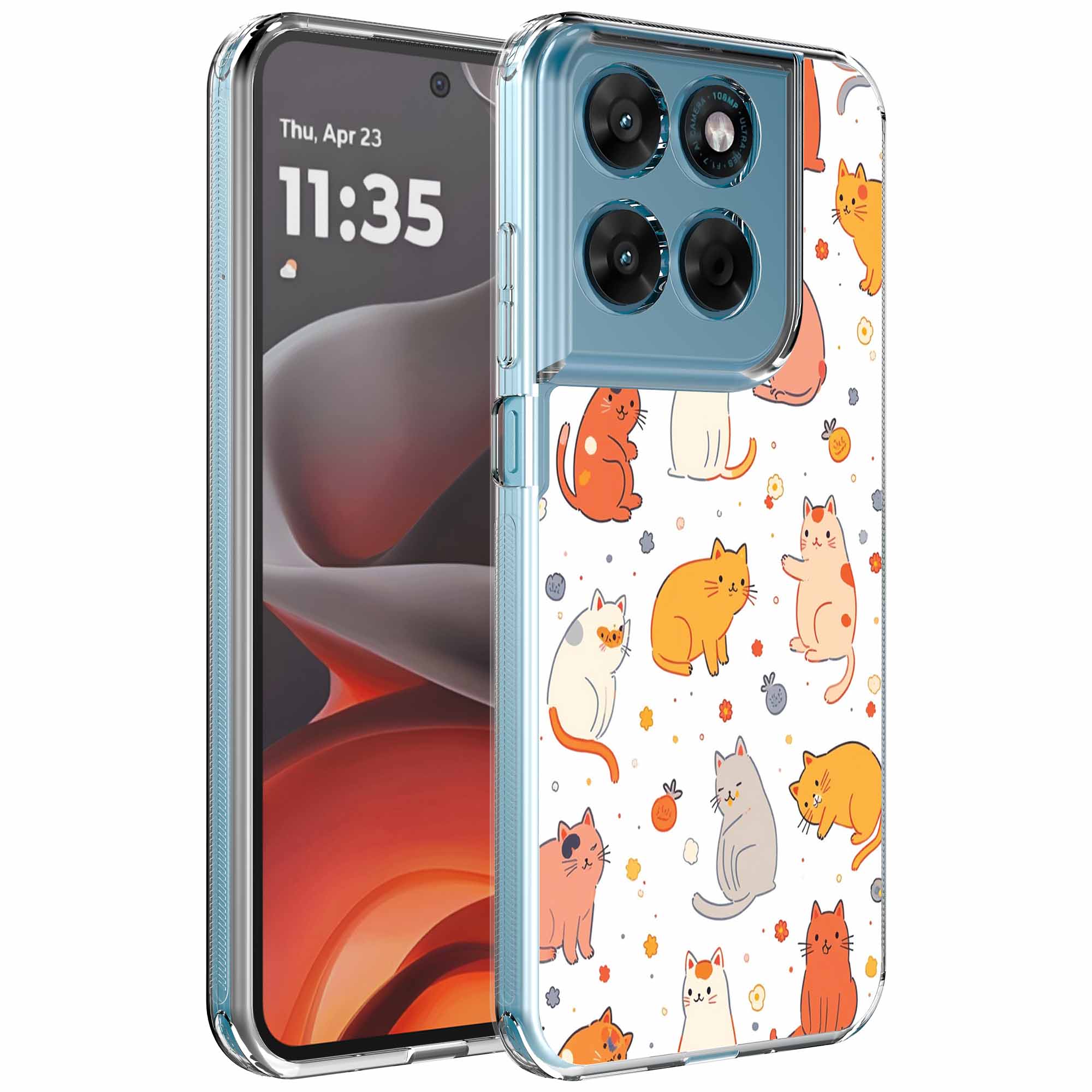 Poezen opdruk_Motorola Moto G15 transparant telefoonhoesje (1)