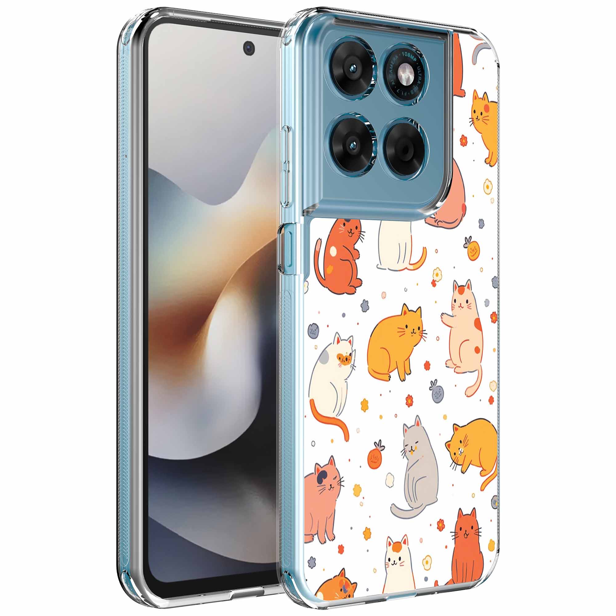 Poezen opdruk_Motorola Moto G56 transparant telefoonhoesje (1)