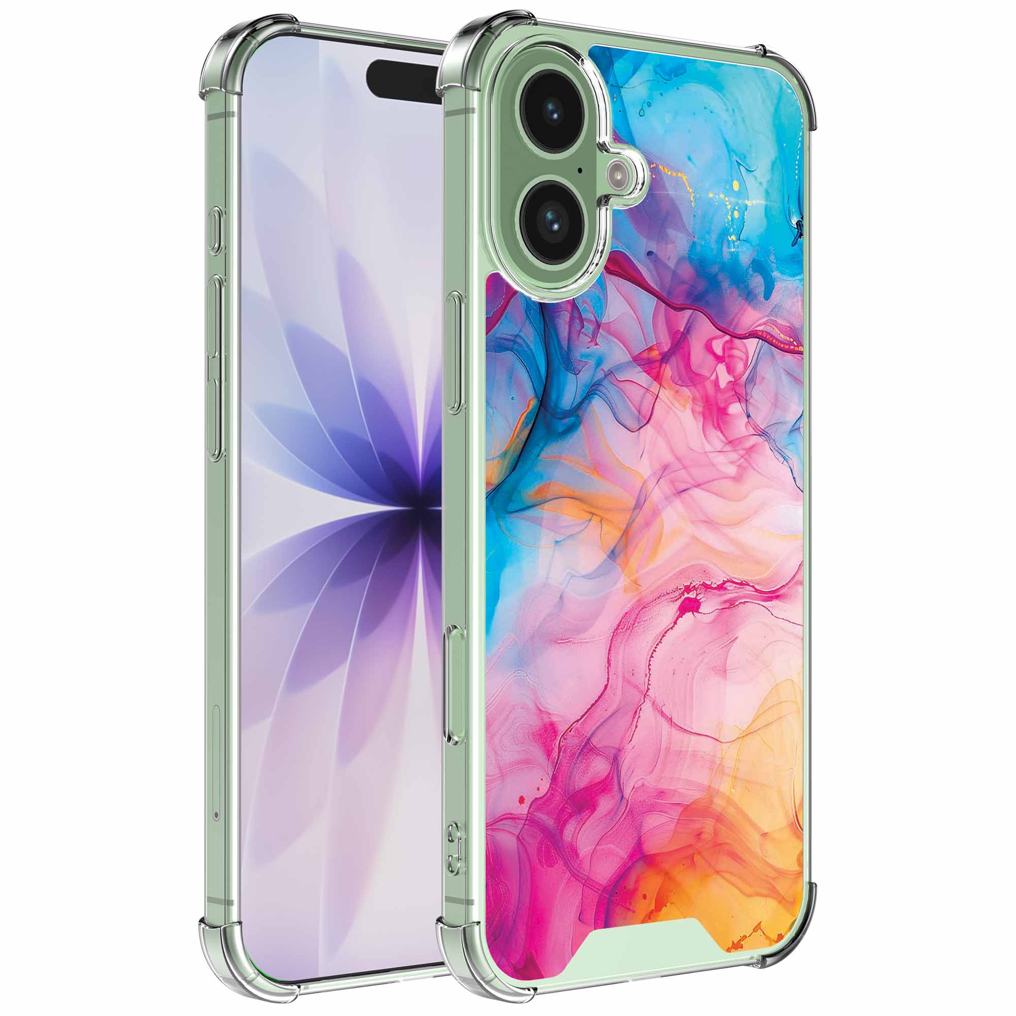 Regenboog acryl marmer opdruk_iPhone 17 transparant telefoonhoesje (1)