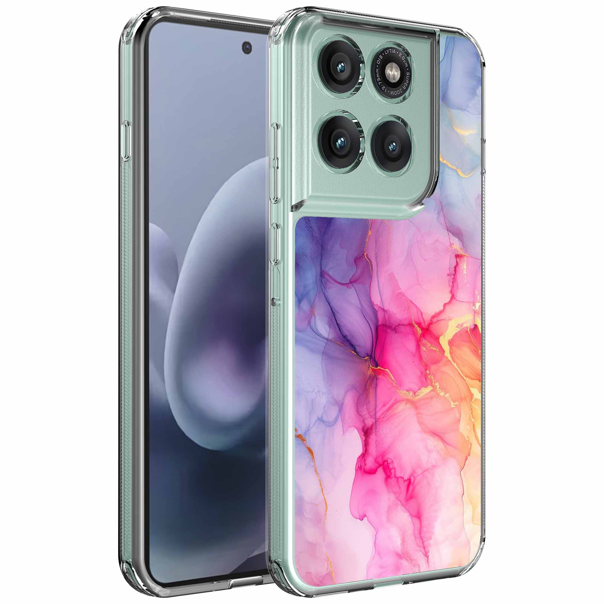 Regenboog marmer opdruk_Motorola Moto G86 transparant telefoonhoesje (1)