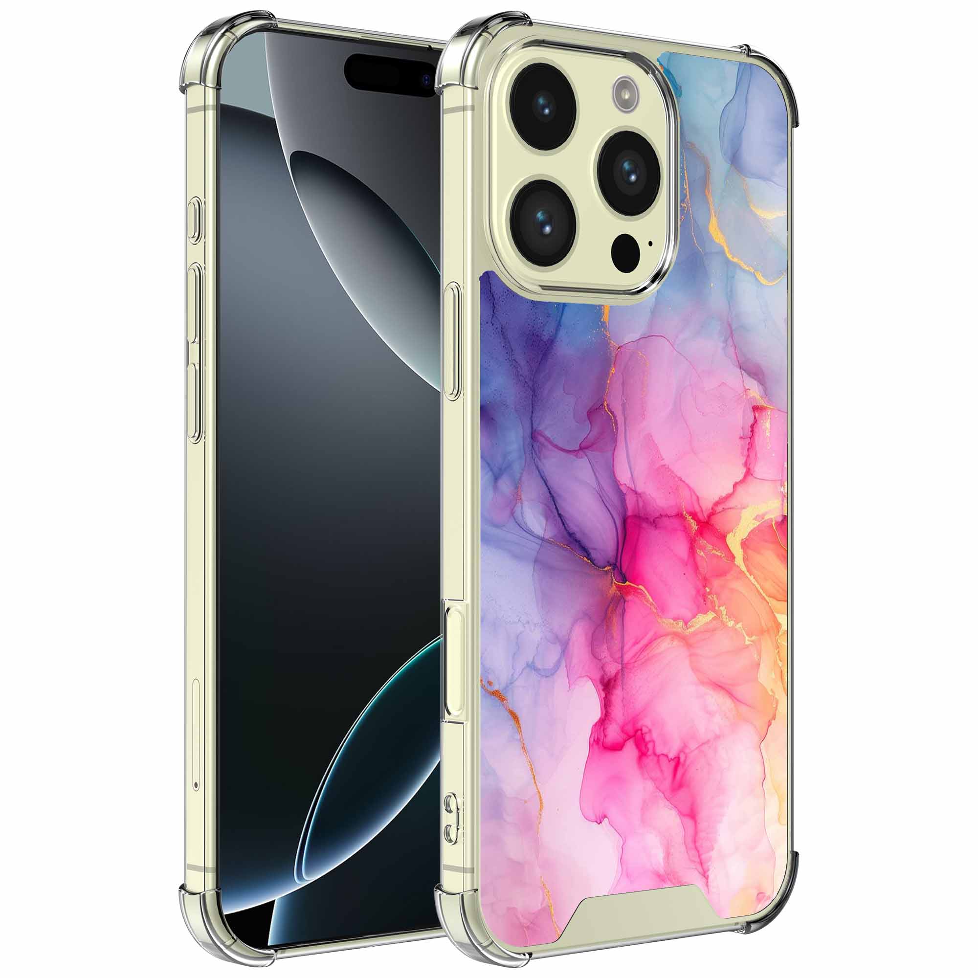 Regenboog marmer opdruk_iPhone 16 Pro Max transparant telefoonhoesje (1)