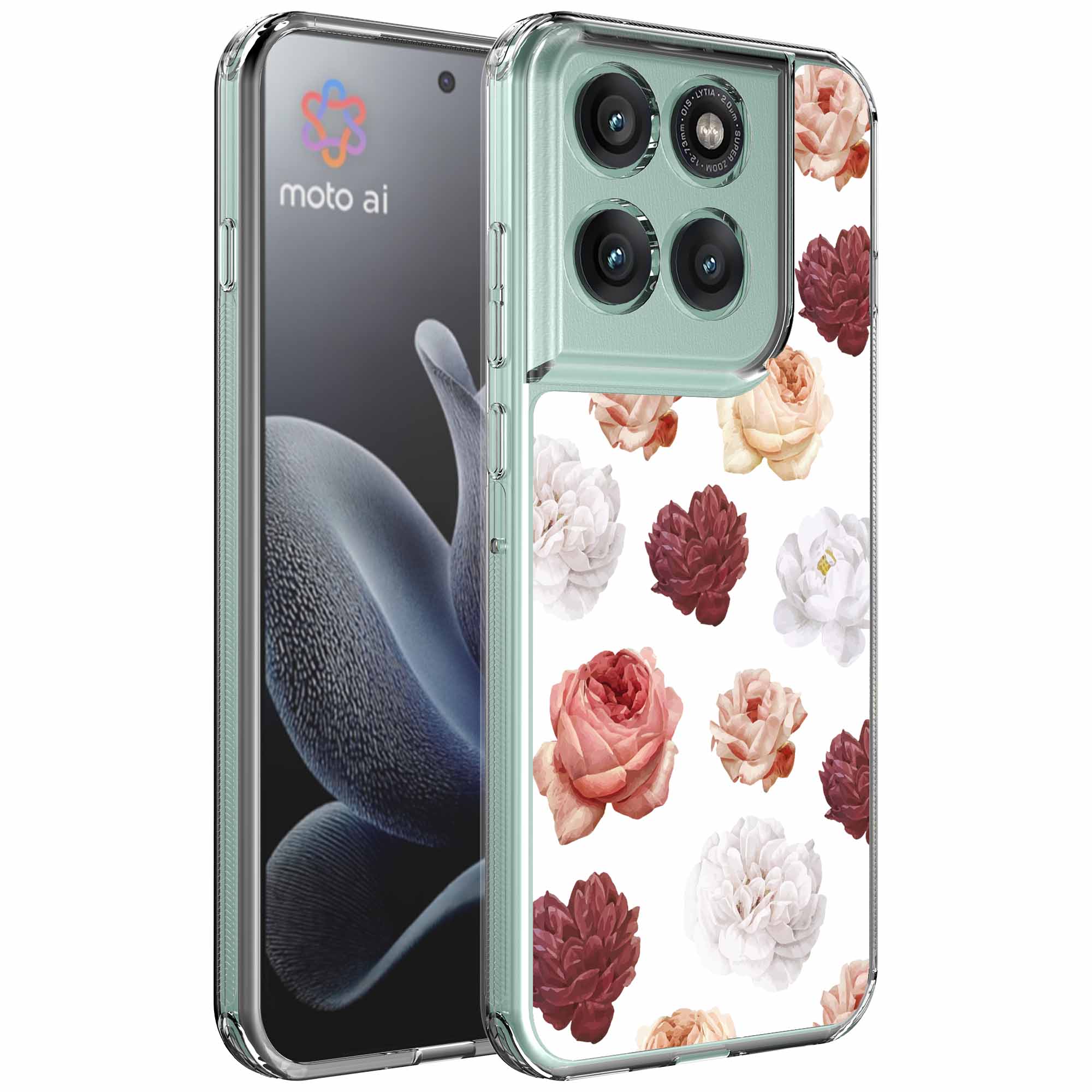 Rozen bloemen opdruk_Motorola Edge 70 transparant telefoonhoesje (1)