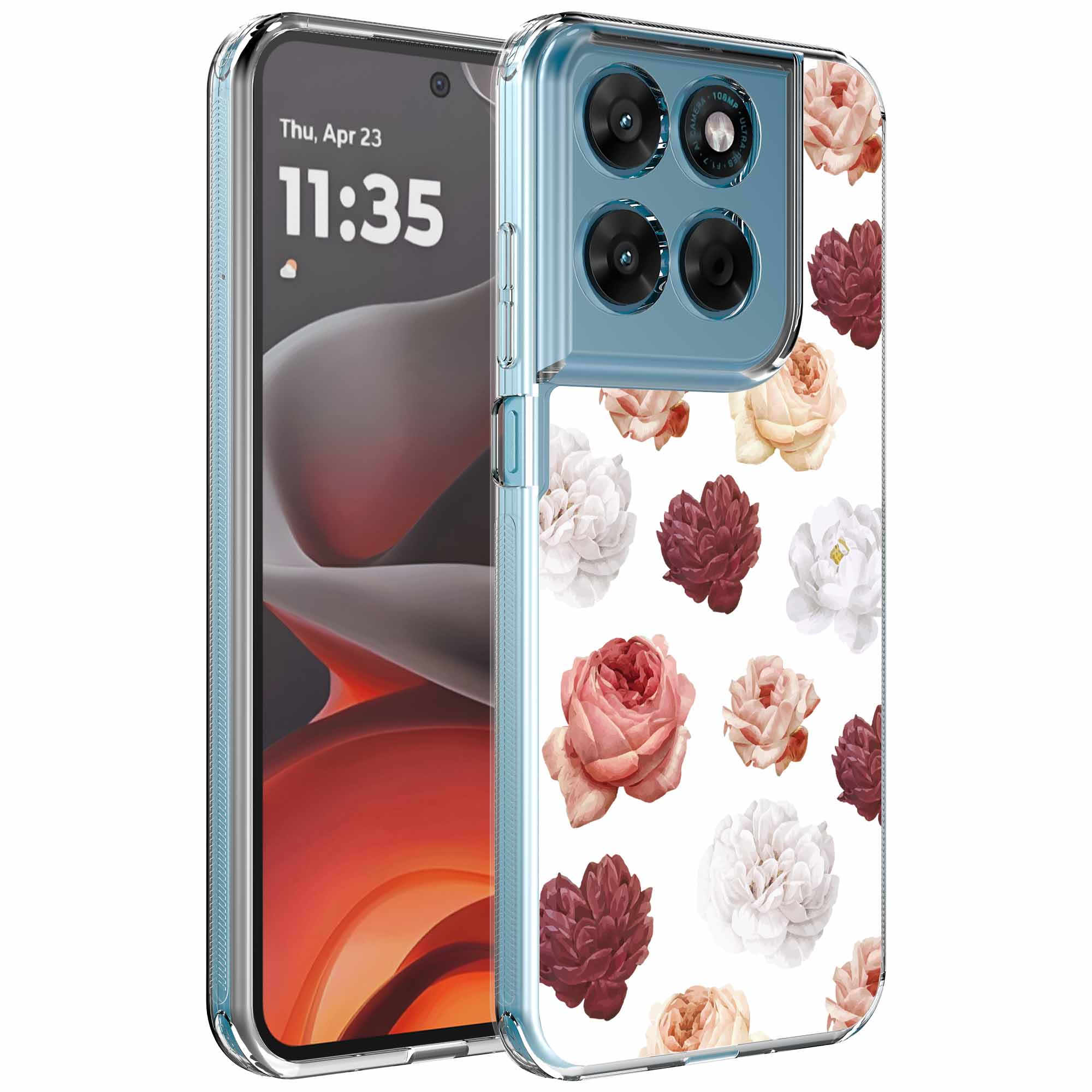 Rozen bloemen opdruk_Motorola Moto G15 transparant telefoonhoesje (1)