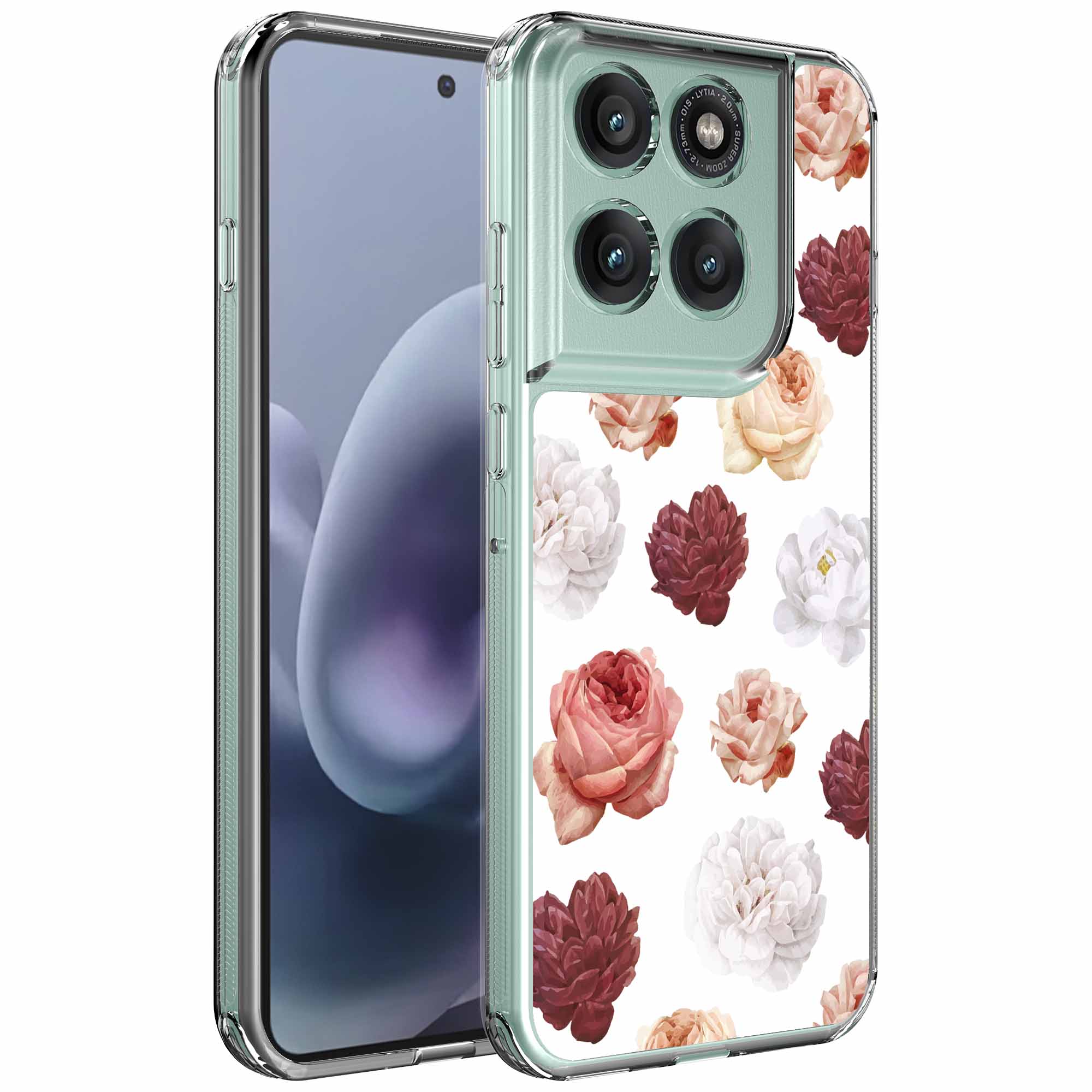 Rozen bloemen opdruk_Motorola Moto G86 transparant telefoonhoesje (1)