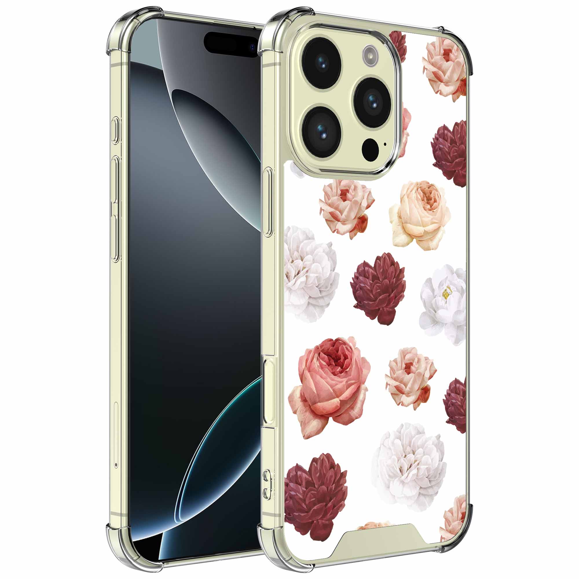 Rozen bloemen opdruk_iPhone 16 Pro Max transparant telefoonhoesje (1)