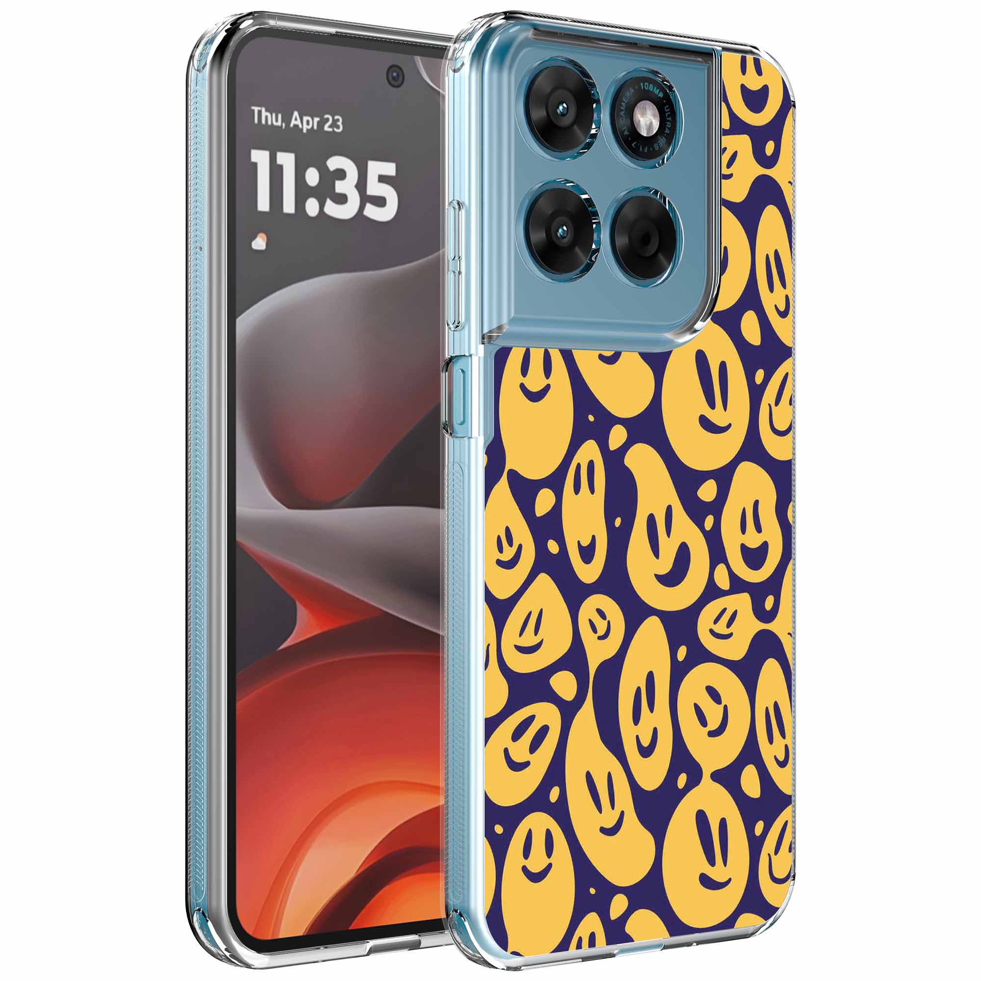 Smiley emoji opdruk_Motorola Moto G15 transparant telefoonhoesje (1)